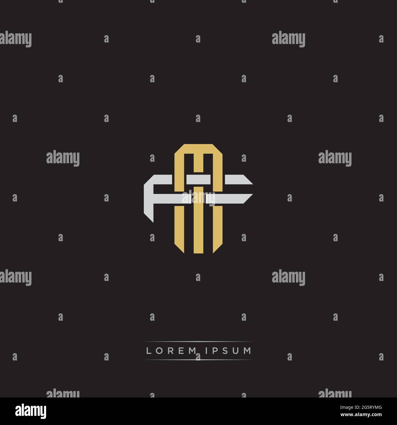 Vetor de Initial letter MF, overlapping elegant monogram logo, luxury  golden color do Stock