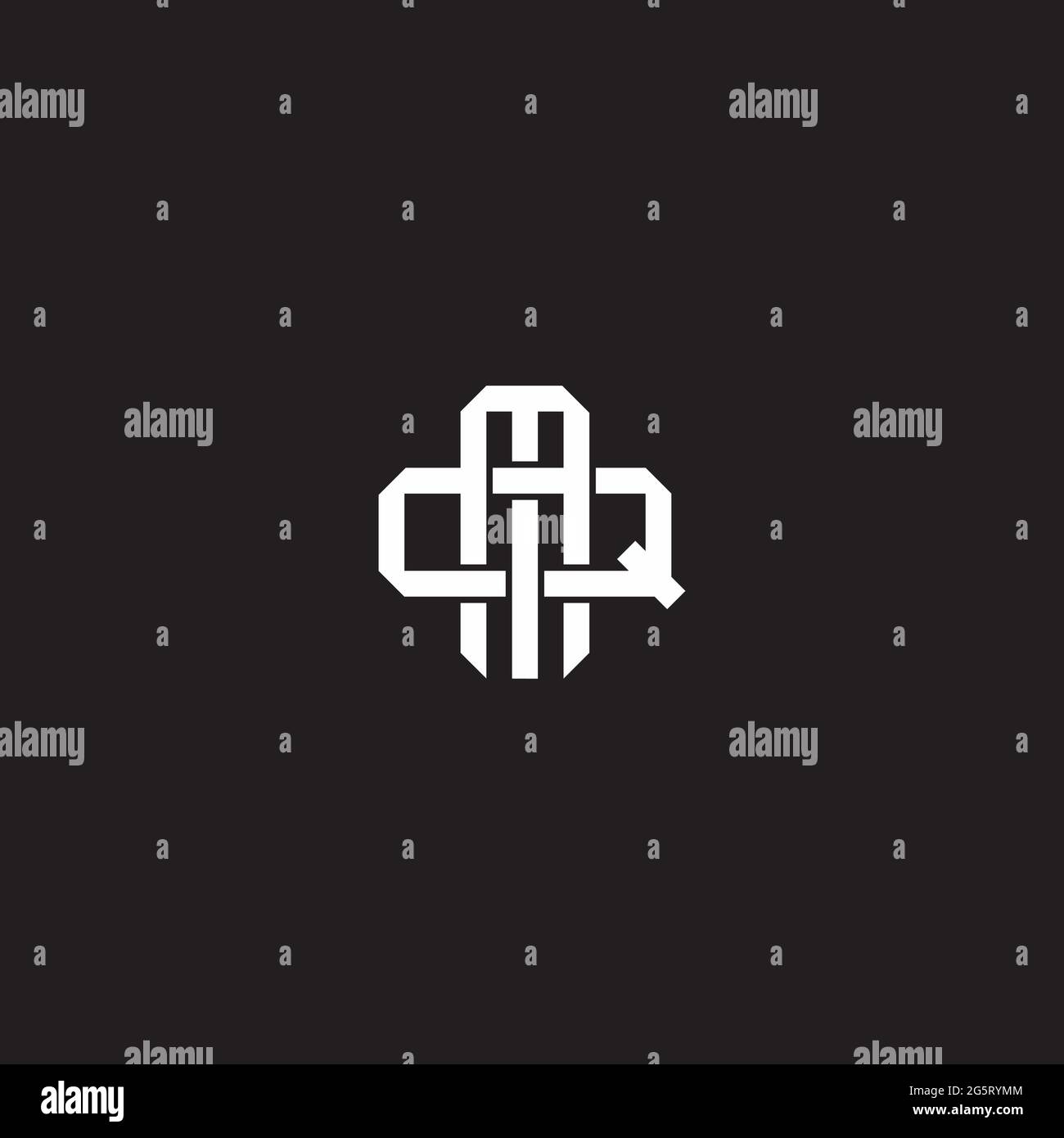 Initial letter overlapping interlock logo monogram line art style isolated on black background template Stock Vector