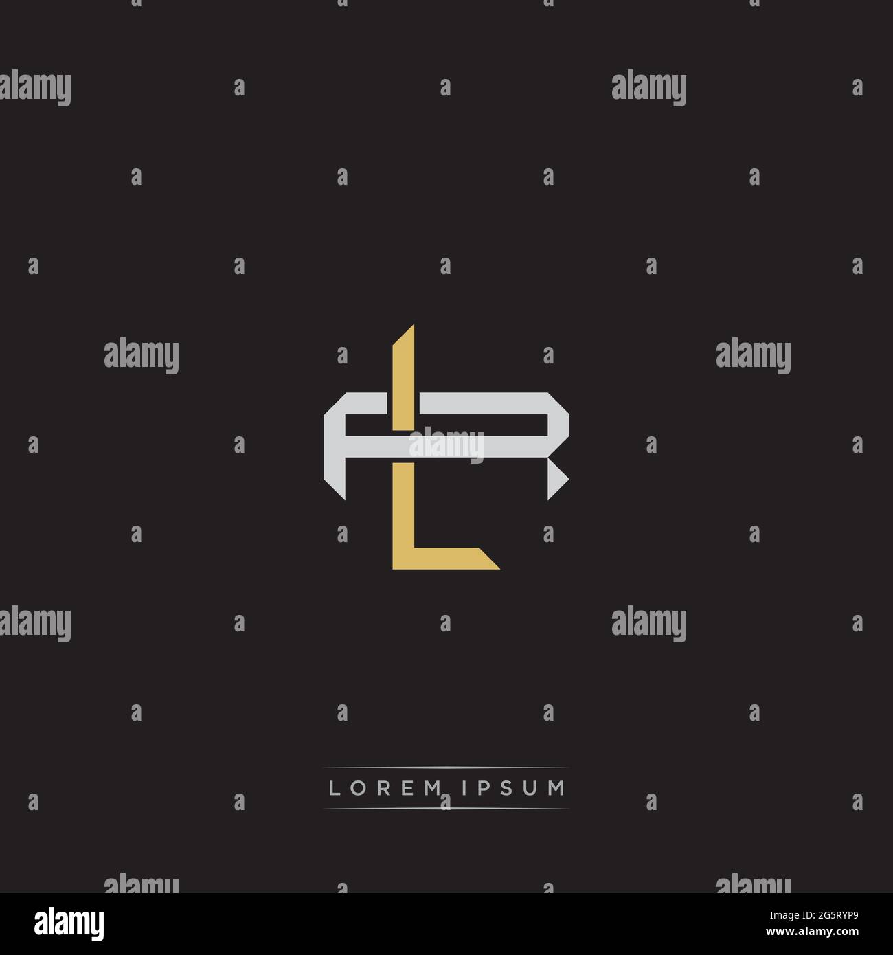 Initial letter overlapping interlock logo monogram line art style isolated on black background template Stock Vector
