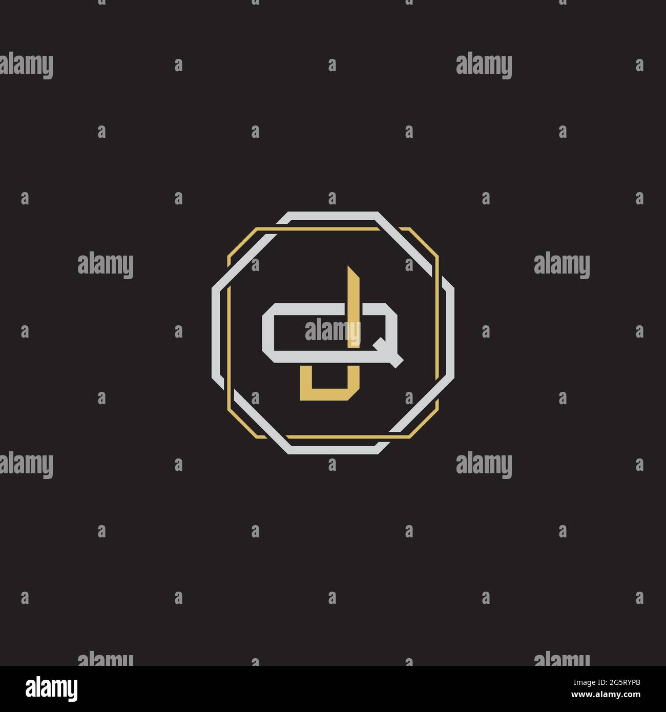 Initial letter overlapping interlock logo monogram line art style isolated on black background template Stock Vector