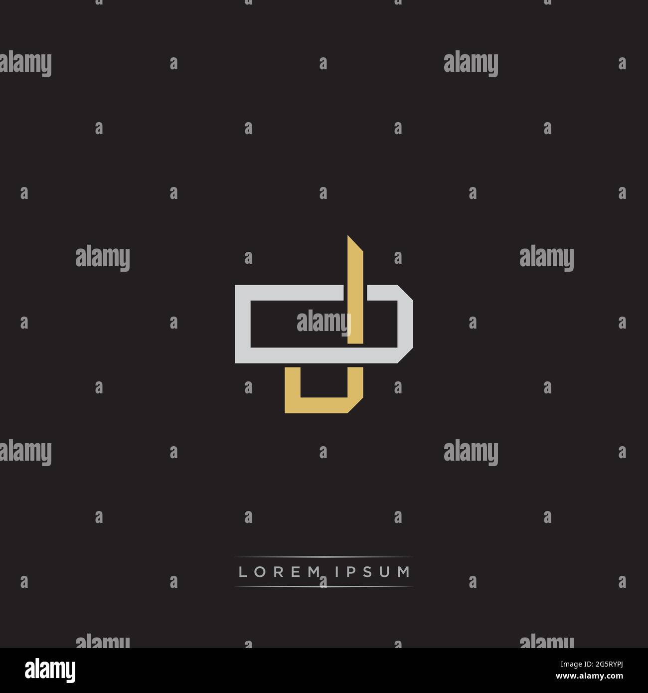 Initial letter overlapping interlock logo monogram line art style isolated on black background template Stock Vector