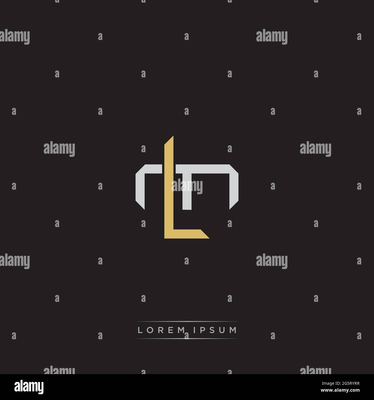 Initial letter overlapping interlock logo monogram line art style isolated on black background template Stock Vector