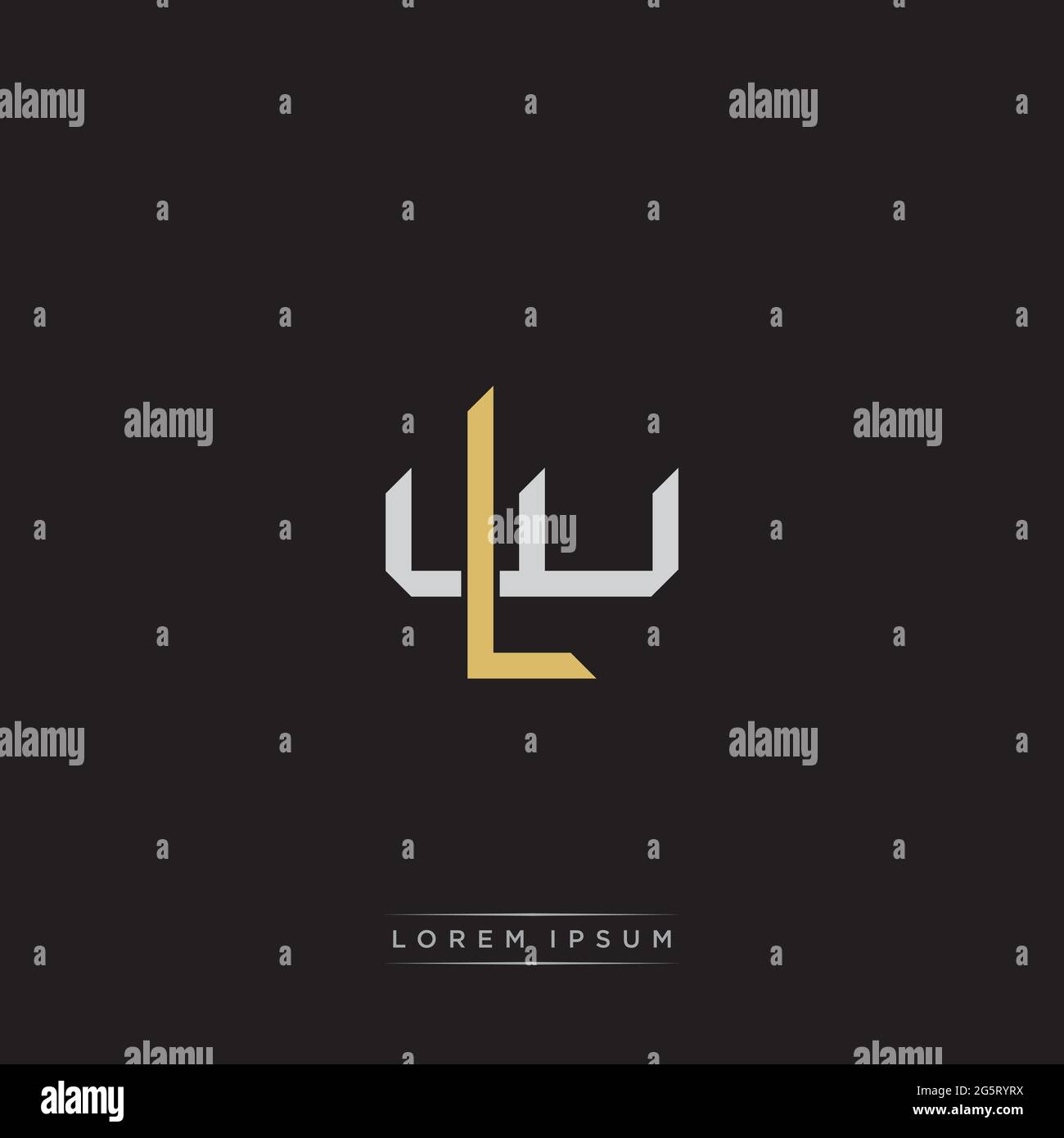 Initial letter overlapping interlock logo monogram line art style isolated on black background template Stock Vector