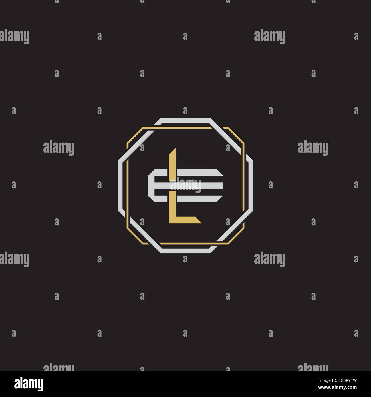 Initial letter overlapping interlock logo monogram line art style isolated on black background template Stock Vector