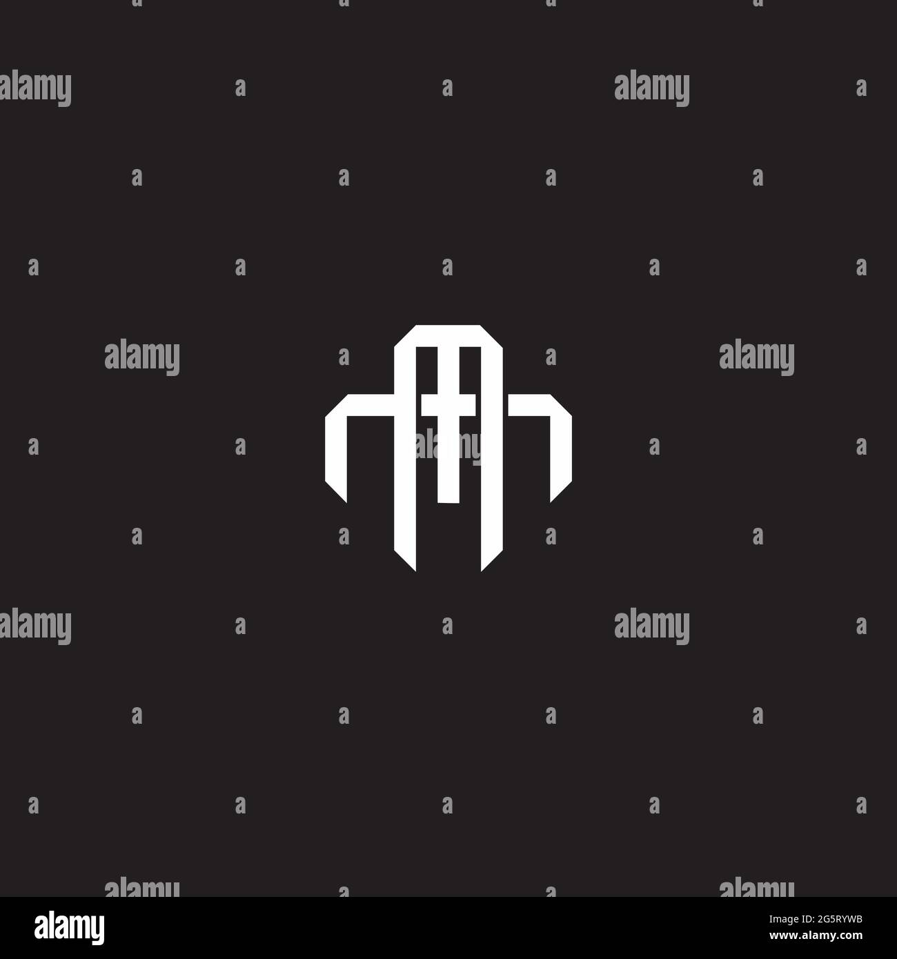 Initial letter overlapping interlock logo monogram line art style isolated on black background template Stock Vector