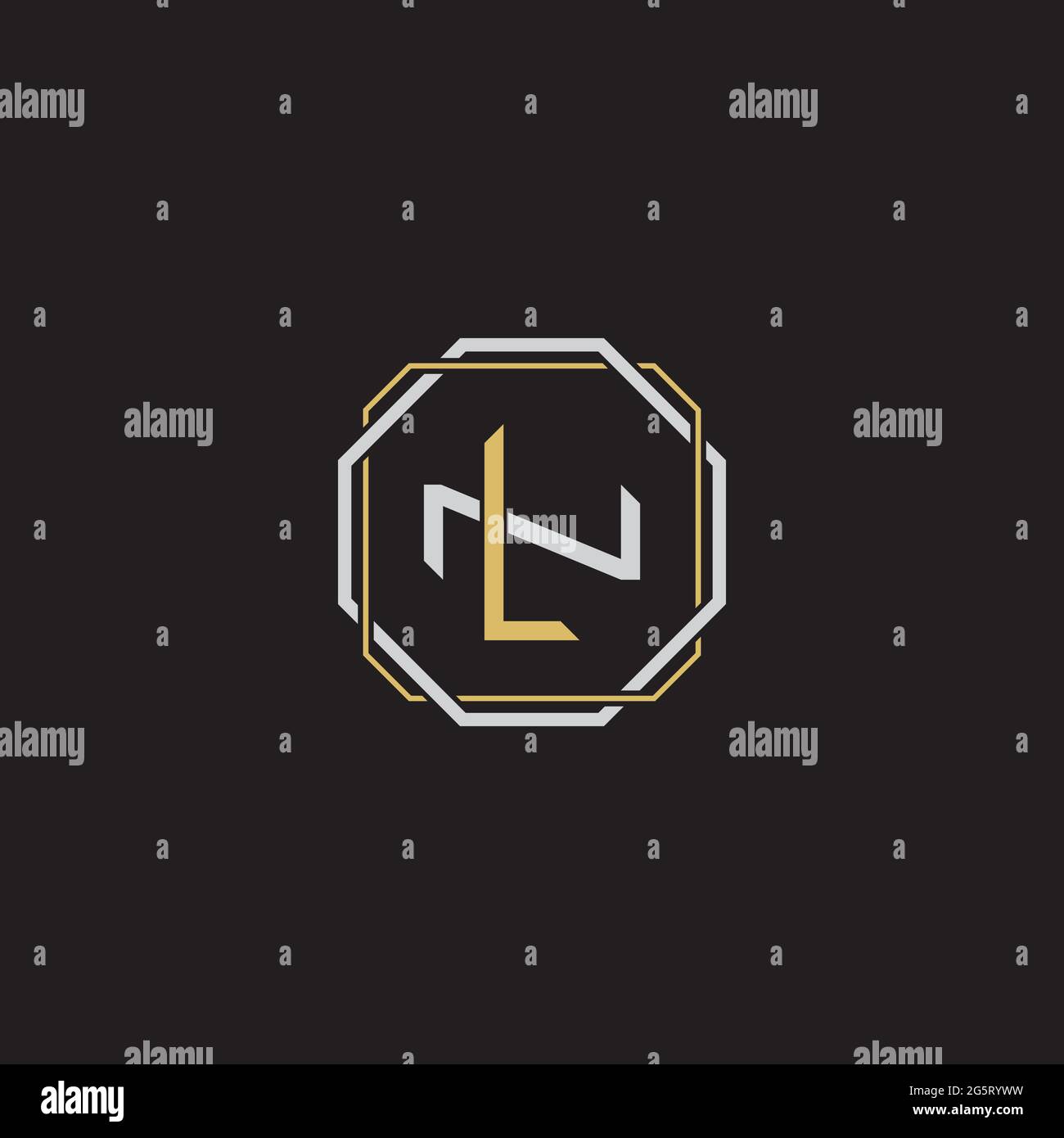 Initial letter overlapping interlock logo monogram line art style isolated on black background template Stock Vector