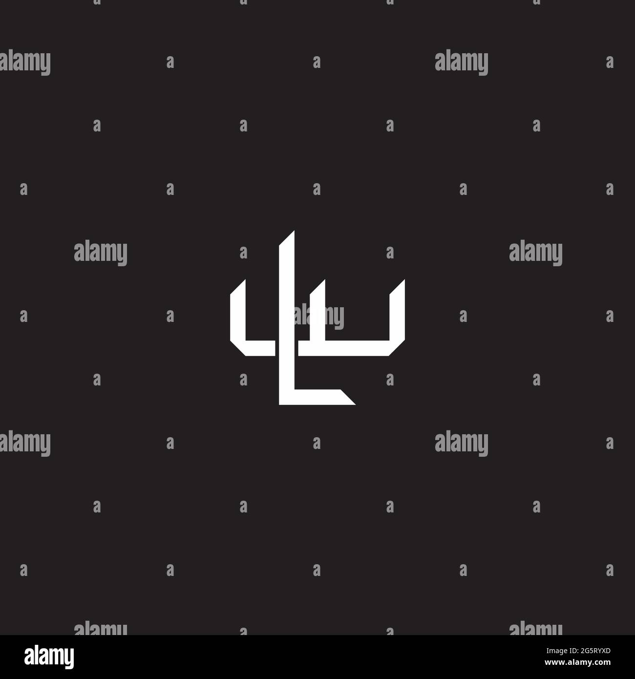 Initial letter overlapping interlock logo monogram line art style isolated on black background template Stock Vector