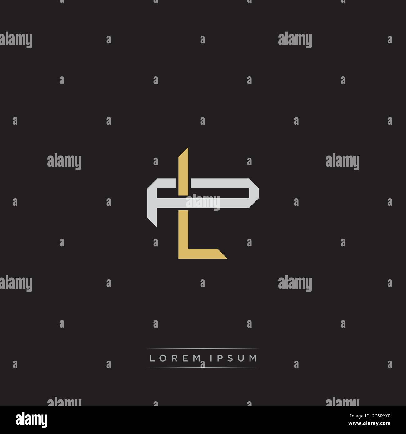 Initial letter overlapping interlock logo monogram line art style isolated on black background template Stock Vector