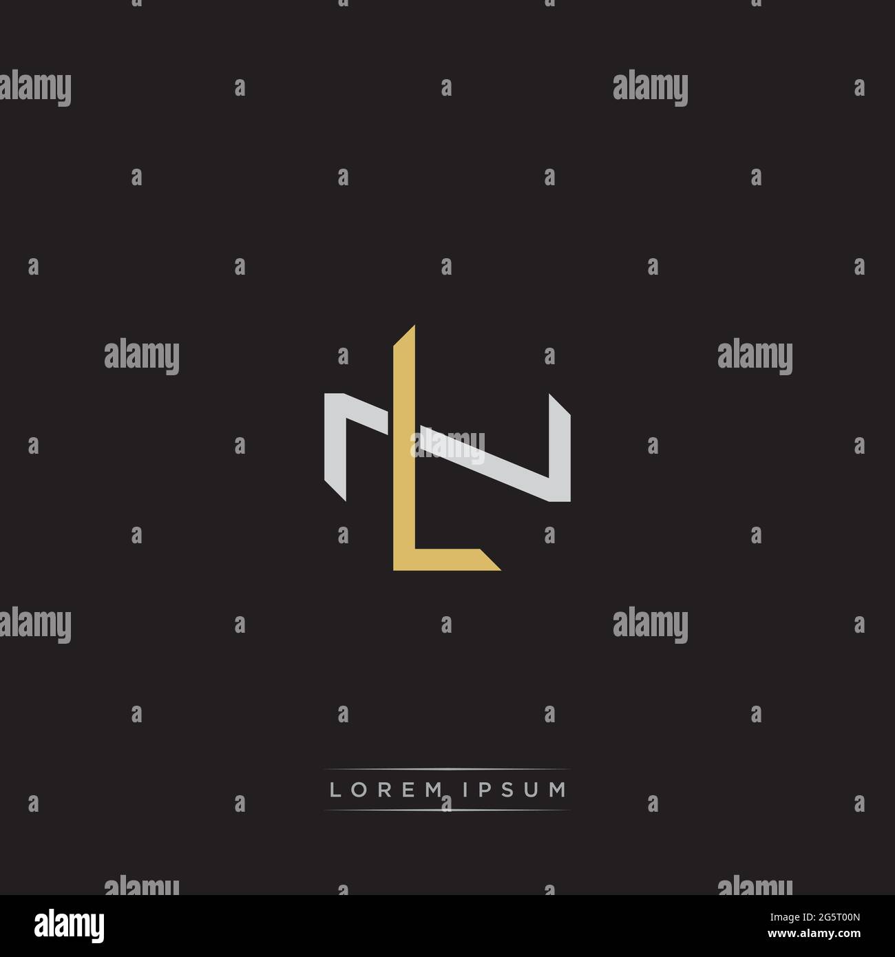 Initial letter overlapping interlock logo monogram line art style isolated on black background template Stock Vector