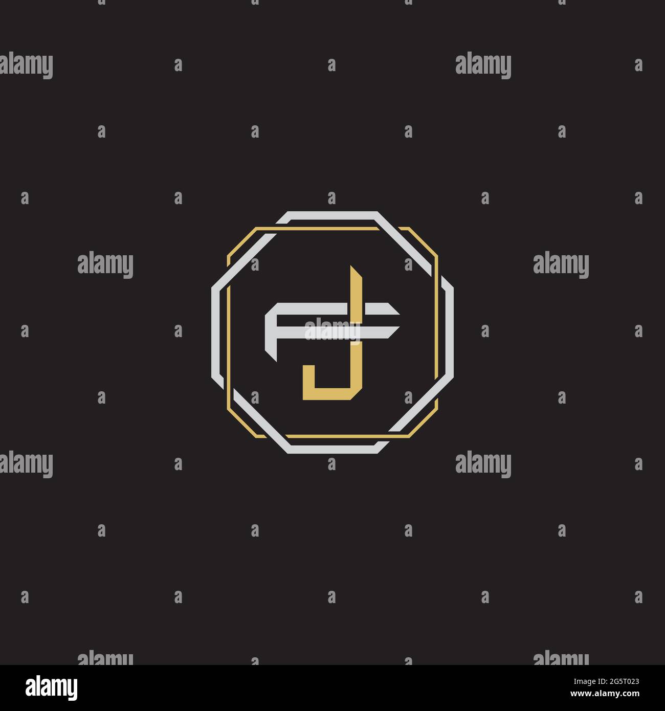 Initial letter overlapping interlock logo monogram line art style isolated on black background template Stock Vector