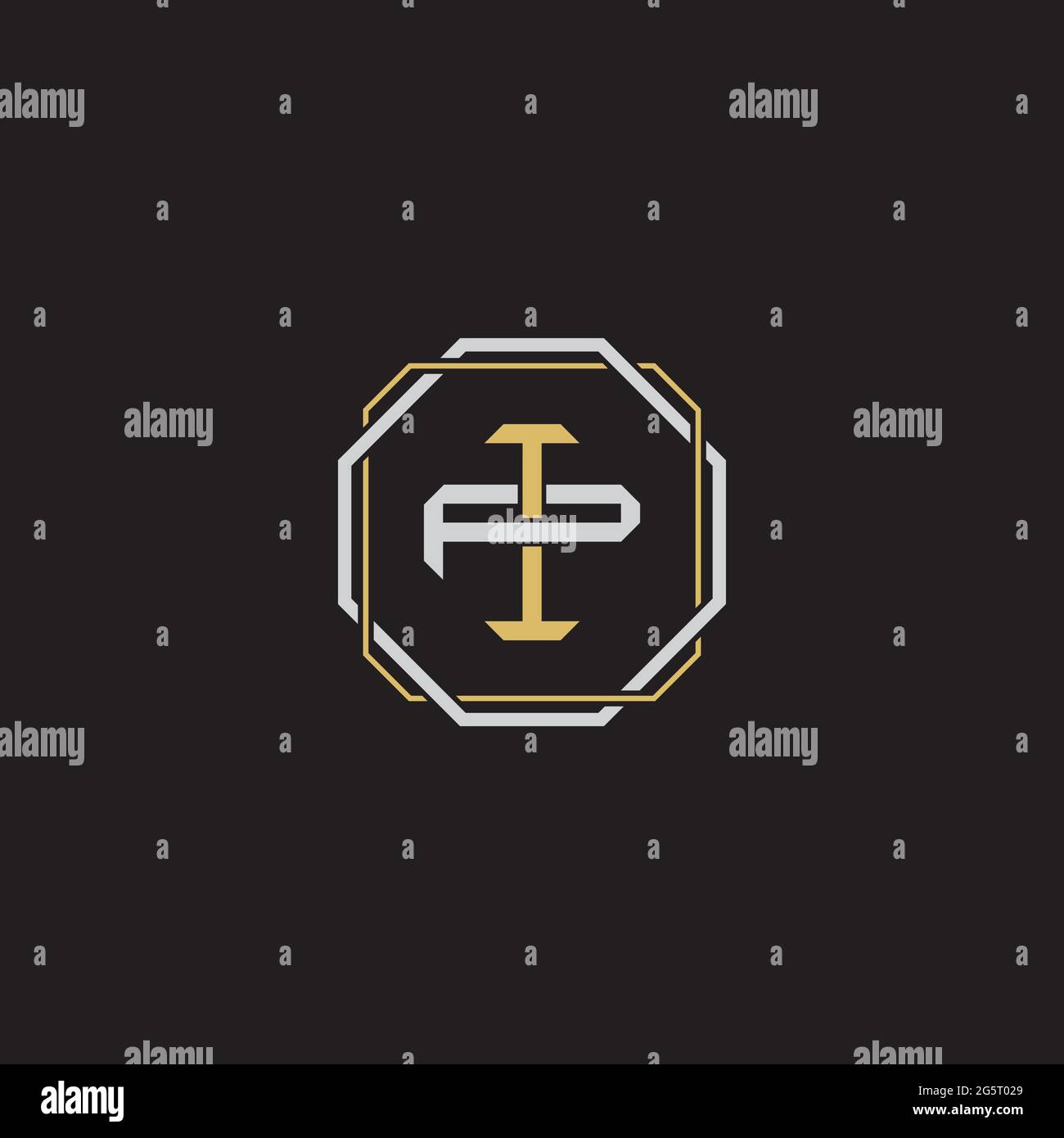 Initial letter overlapping interlock logo monogram line art style isolated on black background template Stock Vector