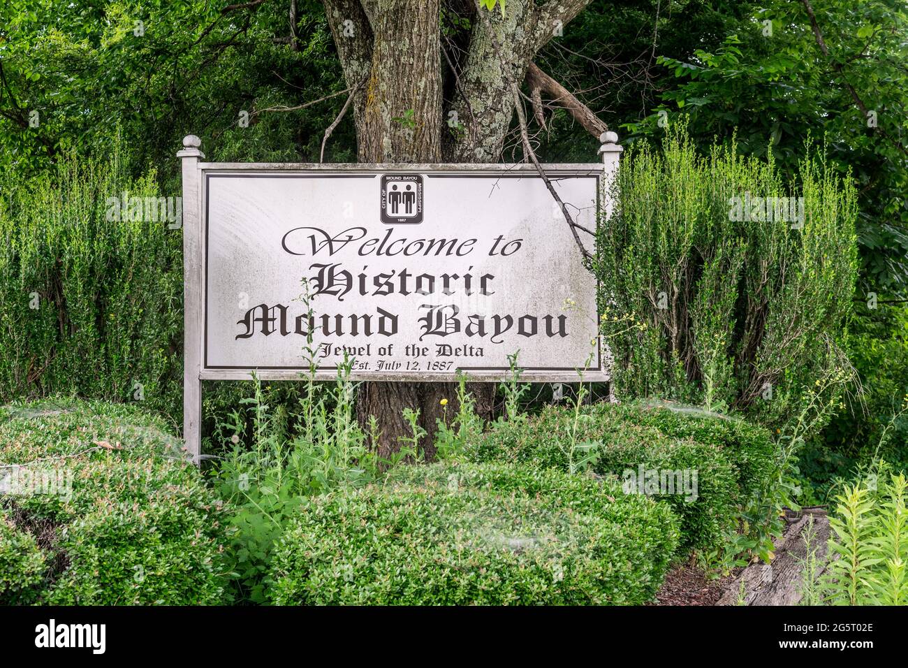 Historic Mound Bayou, Mississippi was founded by former slaves in 1887 as an autonomous all black community in the Mississippi Delta. Stock Photo