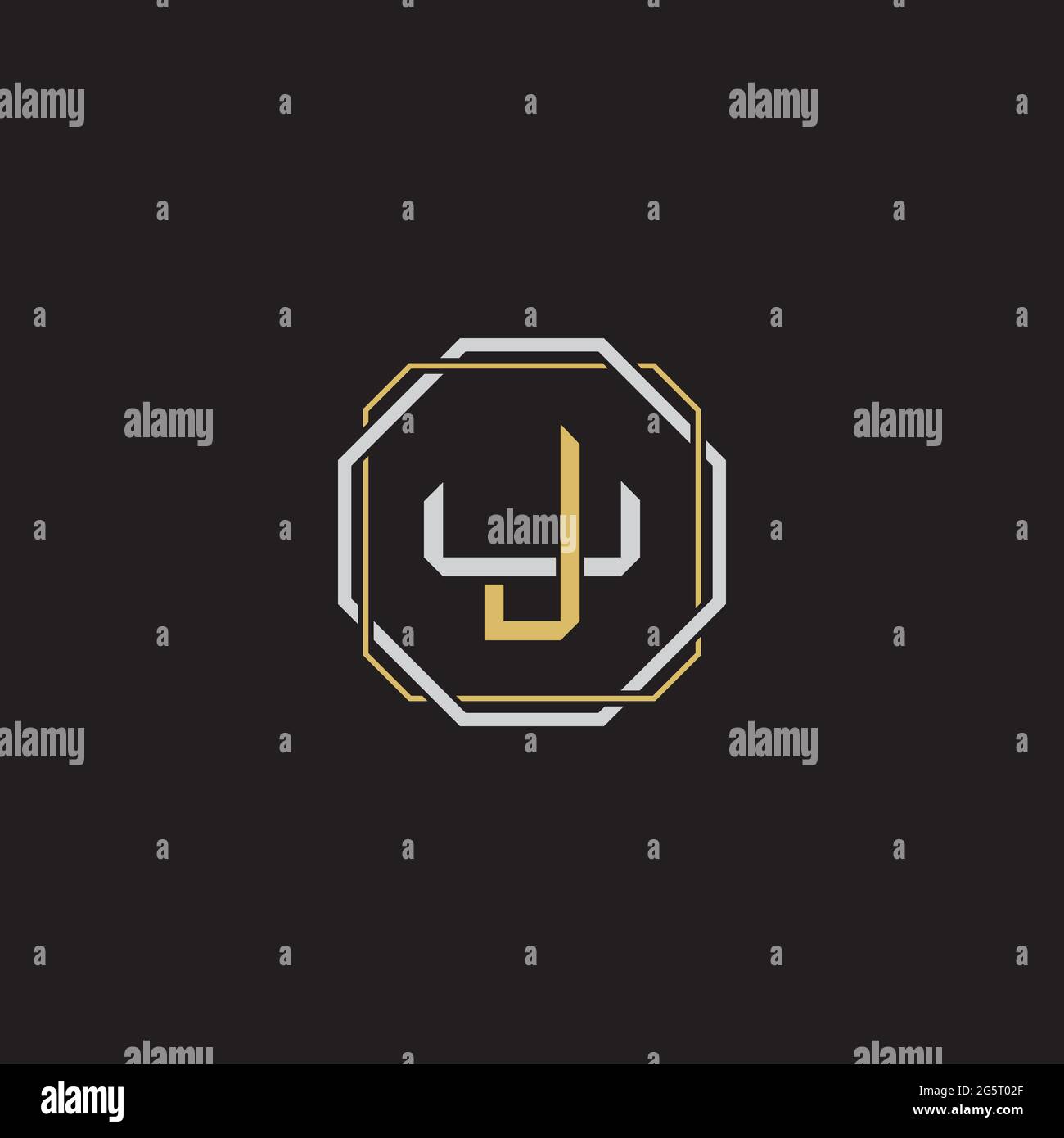 Initial letter overlapping interlock logo monogram line art style isolated on black background template Stock Vector