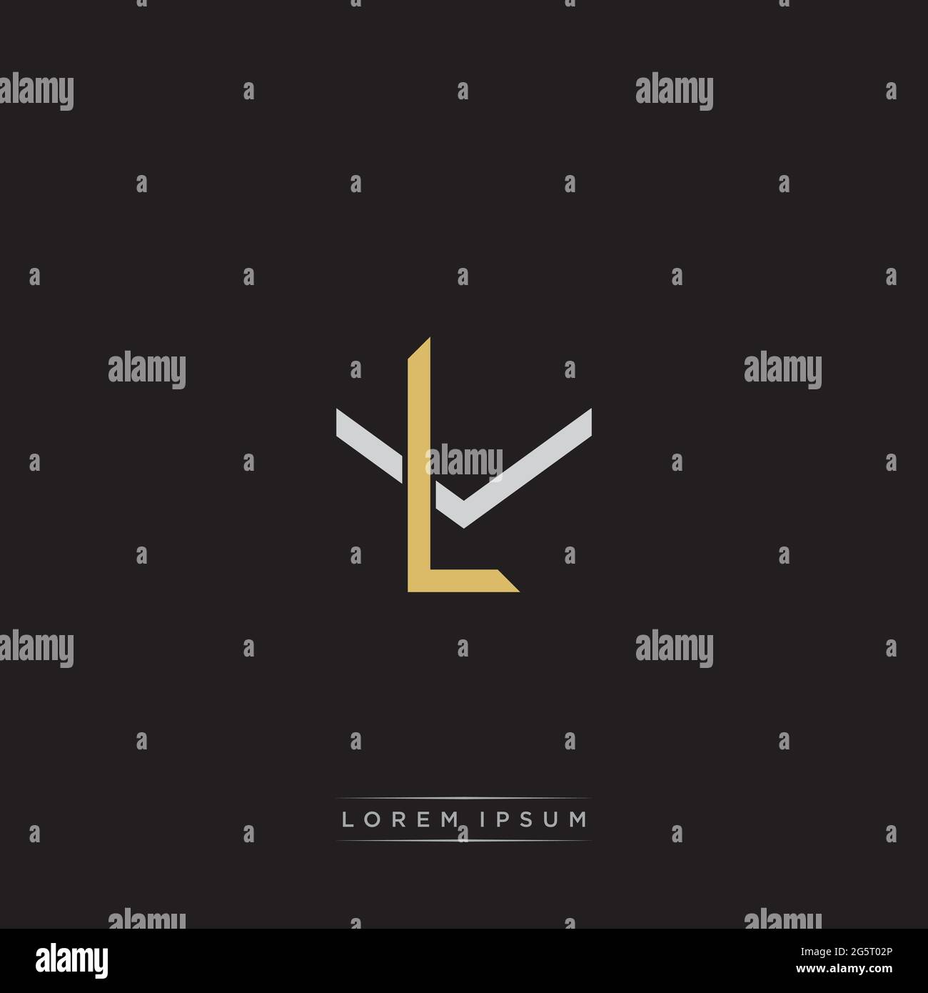 Initial letter overlapping interlock logo monogram line art style isolated on black background template Stock Vector