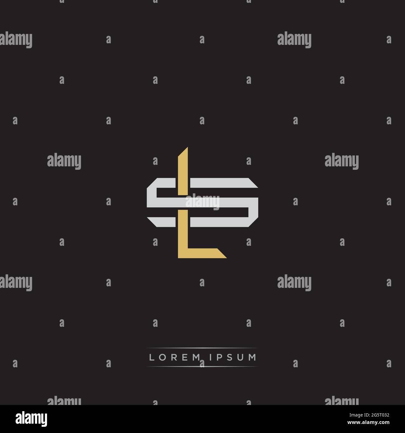 Initial letter overlapping interlock logo monogram line art style isolated on black background template Stock Vector
