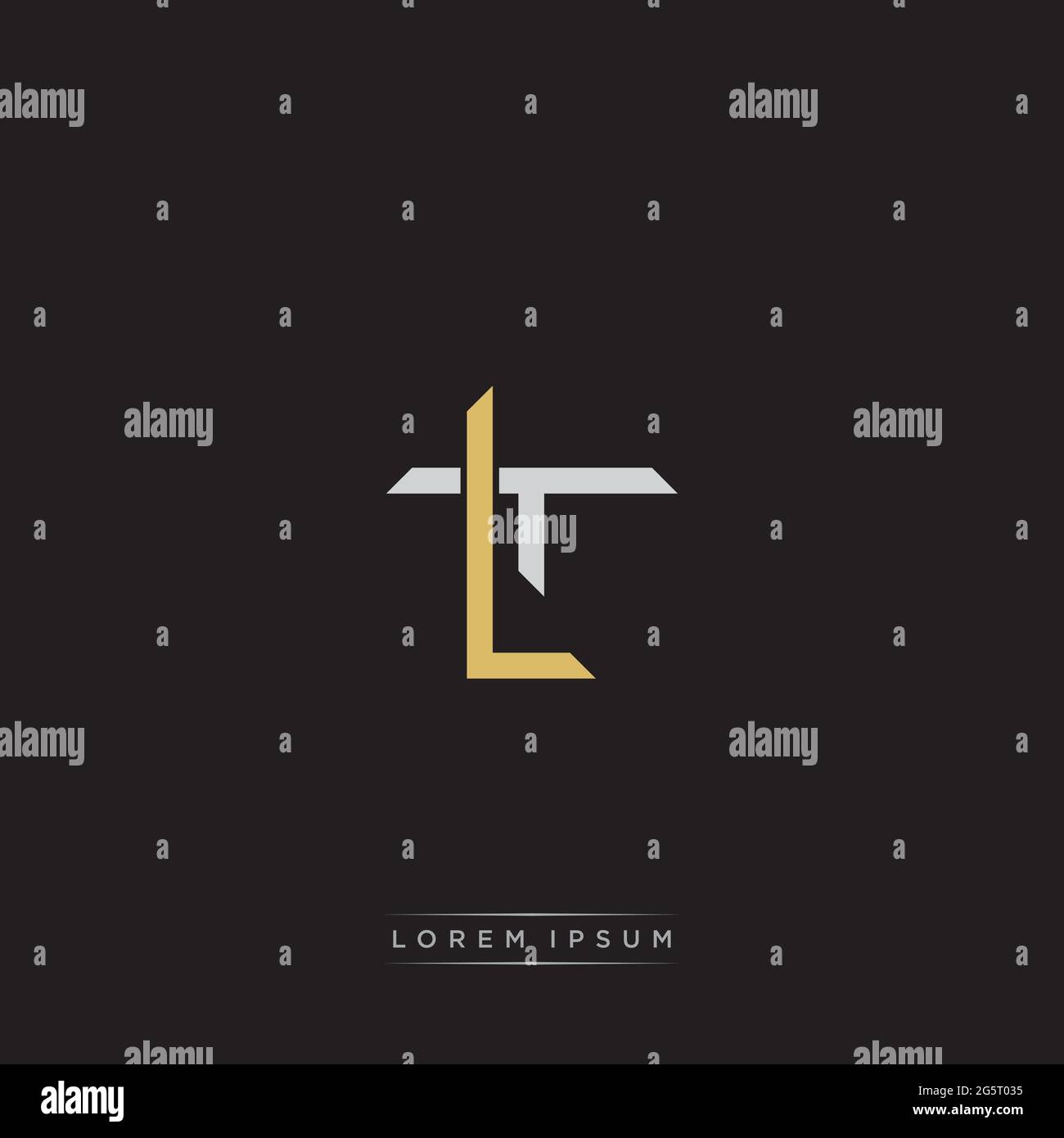 Initial letter overlapping interlock logo monogram line art style isolated on black background template Stock Vector