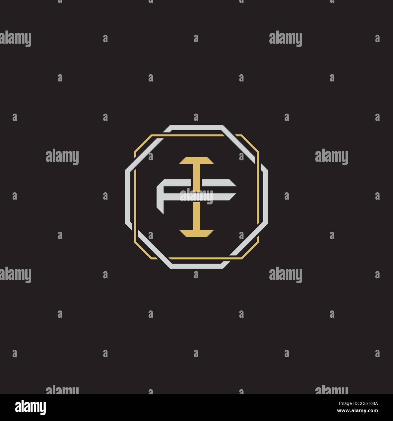 Initial letter overlapping interlock logo monogram line art style isolated on black background template Stock Vector