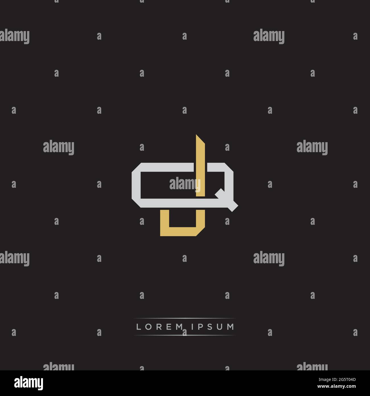 Initial letter overlapping interlock logo monogram line art style isolated on black background template Stock Vector