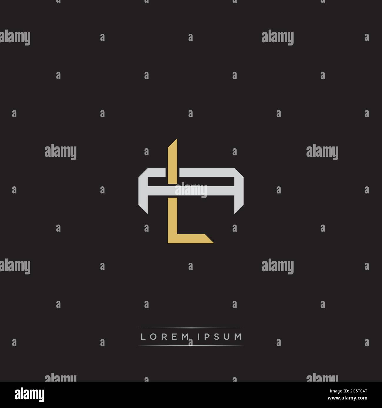 Initial letter overlapping interlock logo monogram line art style isolated on black background template Stock Vector
