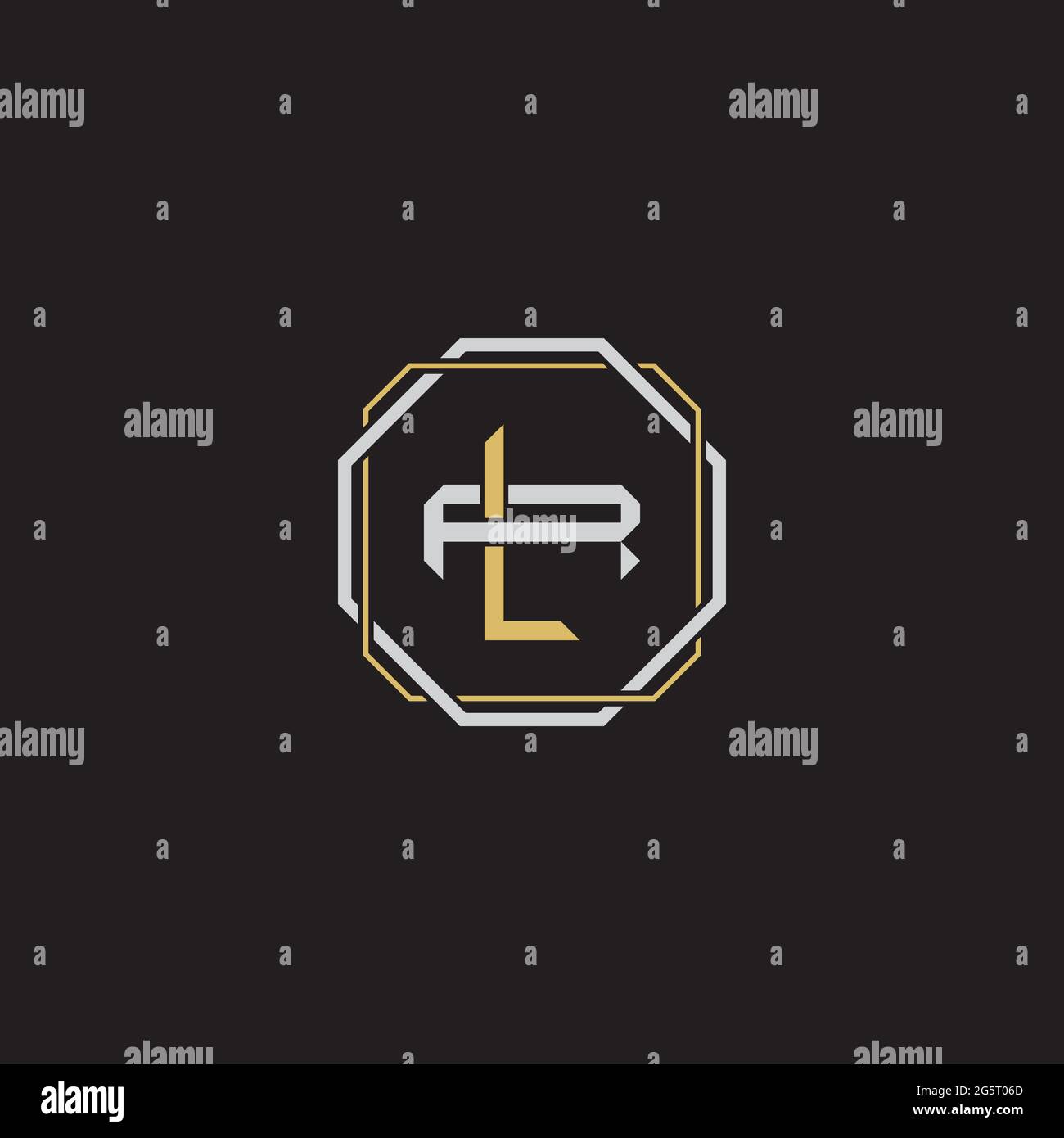 Initial letter overlapping interlock logo monogram line art style isolated on black background template Stock Vector