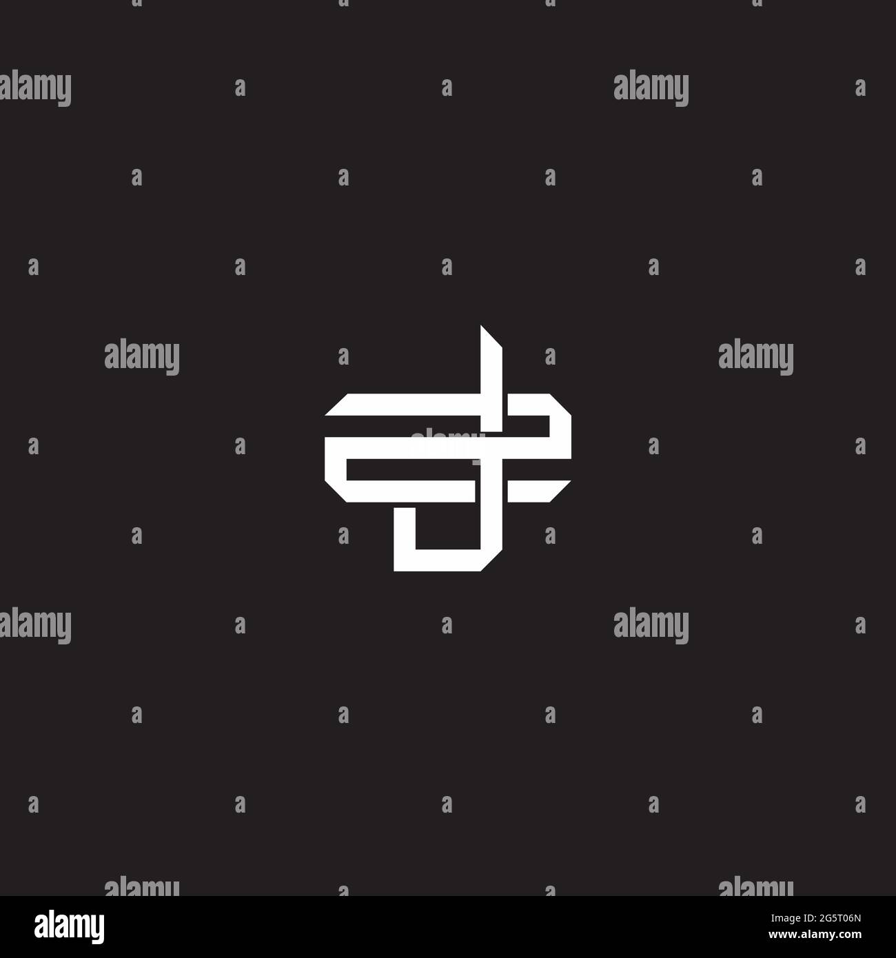Initial letter overlapping interlock logo monogram line art style isolated on black background template Stock Vector