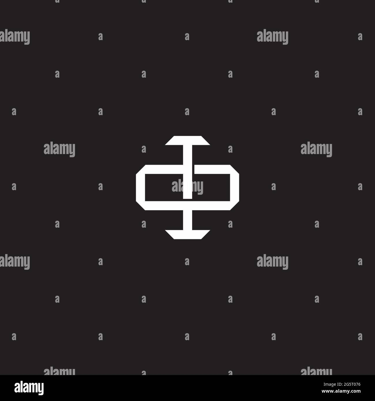 Initial letter overlapping interlock logo monogram line art style isolated on black background template Stock Vector