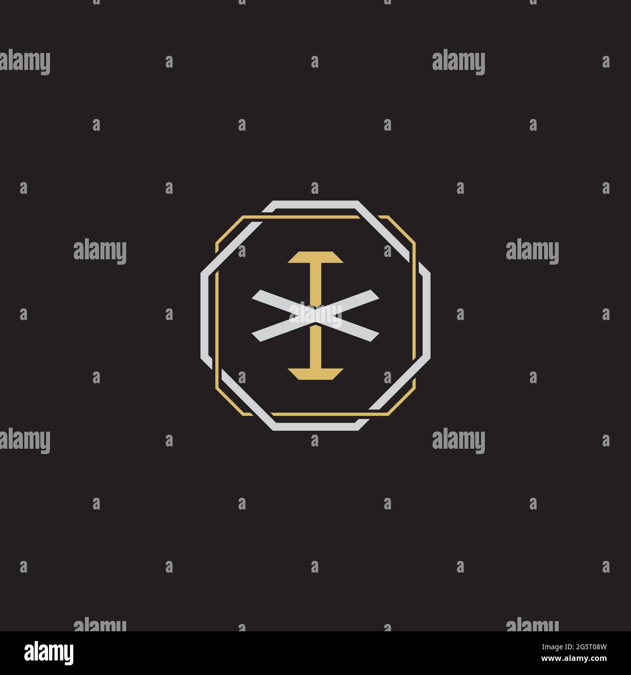 Initial letter overlapping interlock logo monogram line art style isolated on black background template Stock Vector