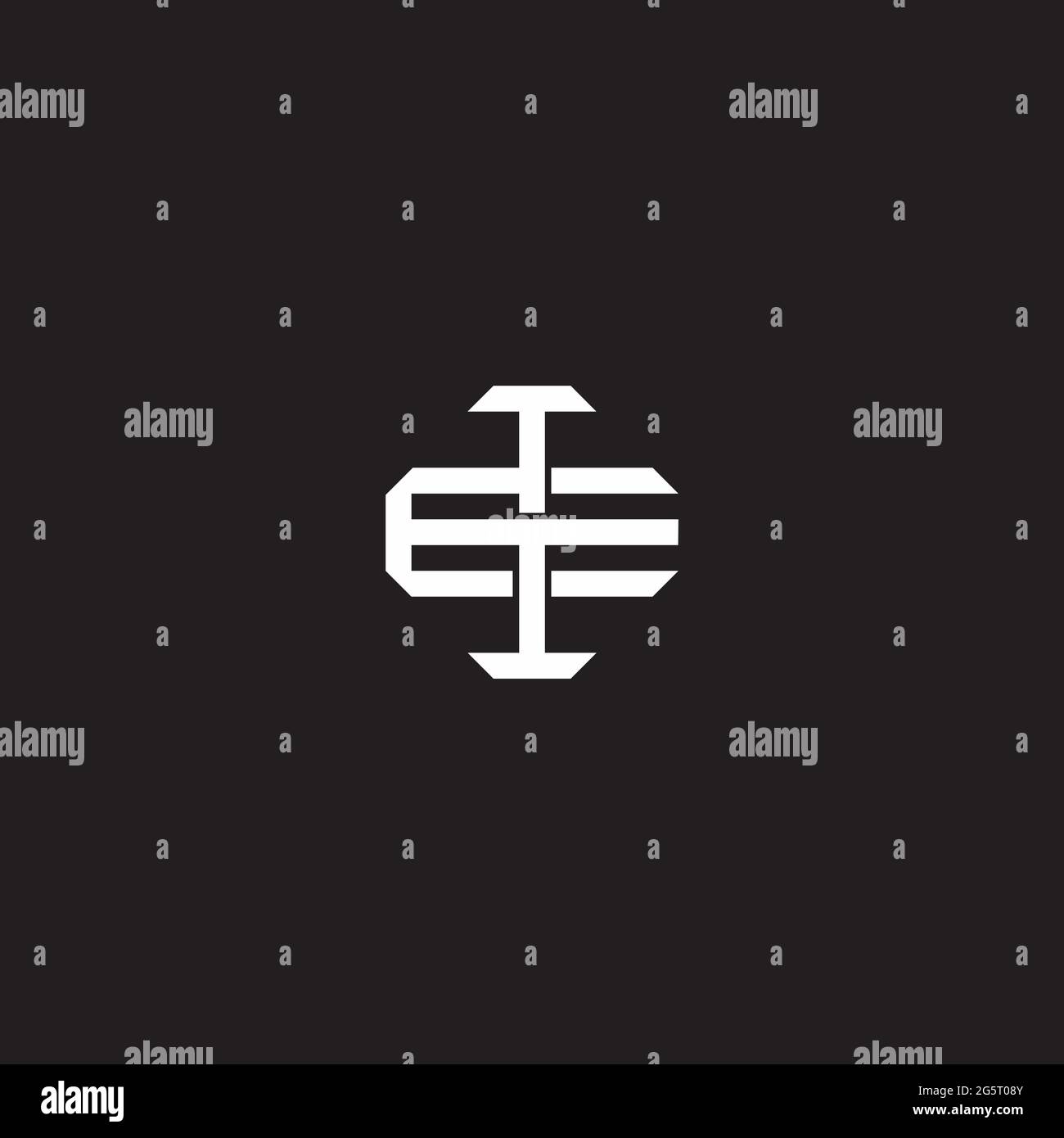 Initial letter overlapping interlock logo monogram line art style isolated on black background template Stock Vector