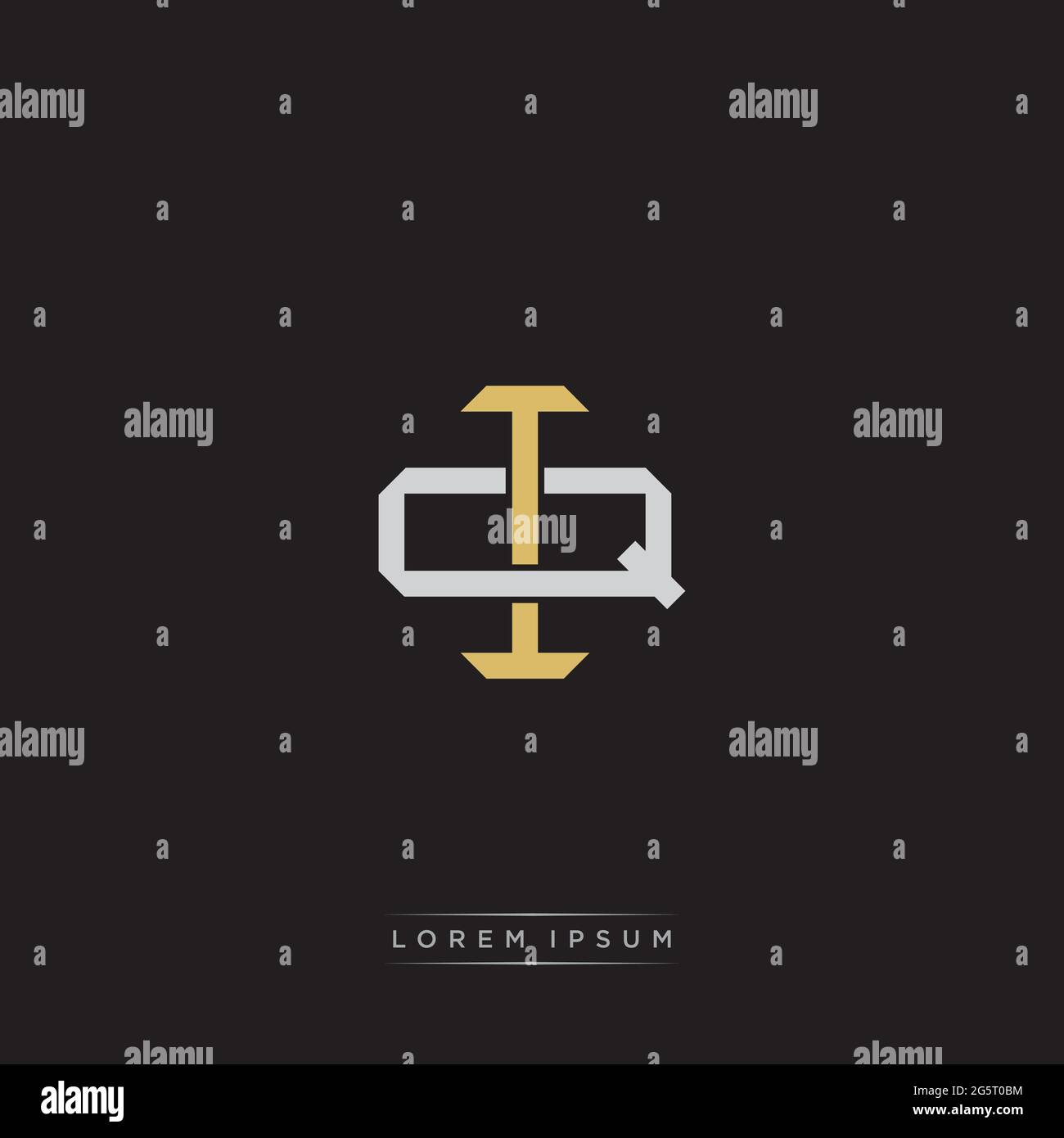 Initial letter overlapping interlock logo monogram line art style isolated on black background template Stock Vector