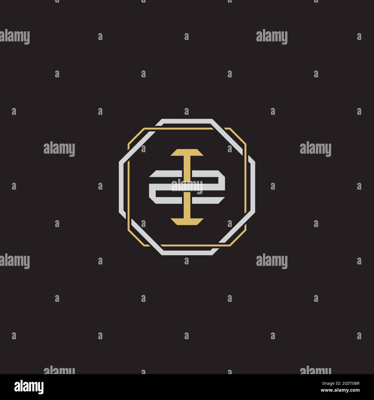 Initial letter overlapping interlock logo monogram line art style isolated on black background template Stock Vector