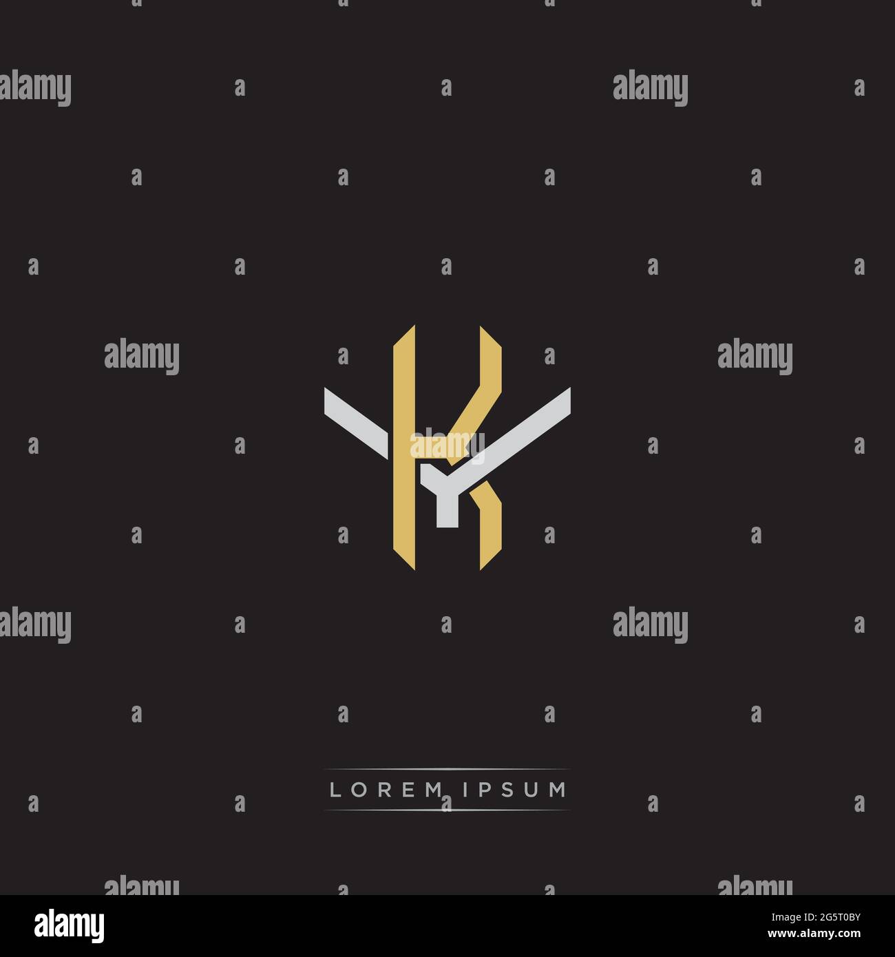 Initial letter overlapping interlock logo monogram line art style isolated on black background template Stock Vector