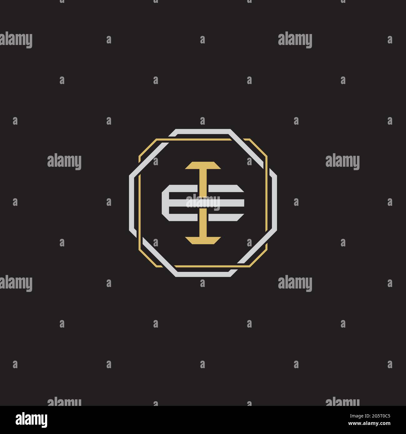 Initial letter overlapping interlock logo monogram line art style isolated on black background template Stock Vector