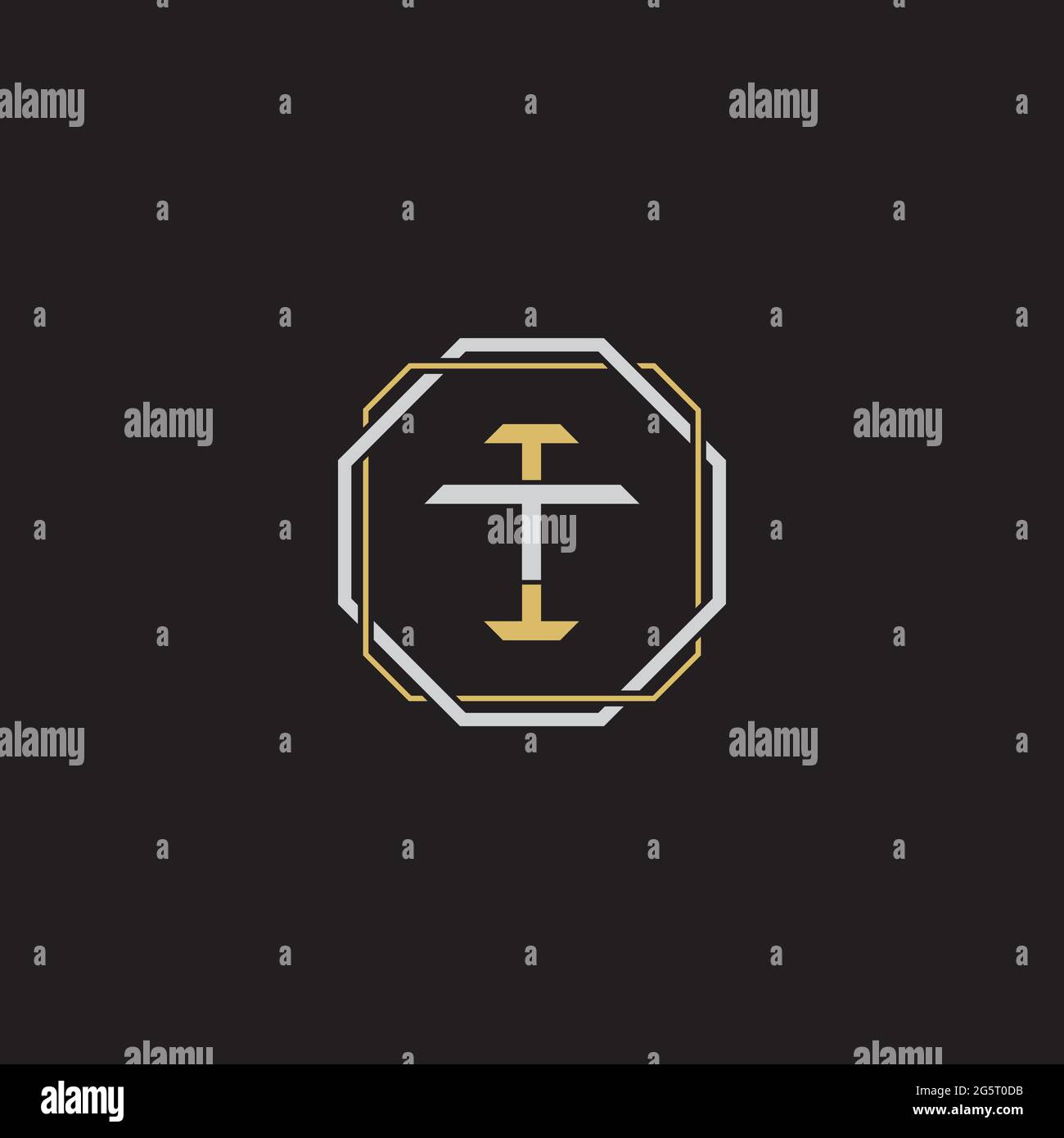 Initial letter overlapping interlock logo monogram line art style isolated on black background template Stock Vector