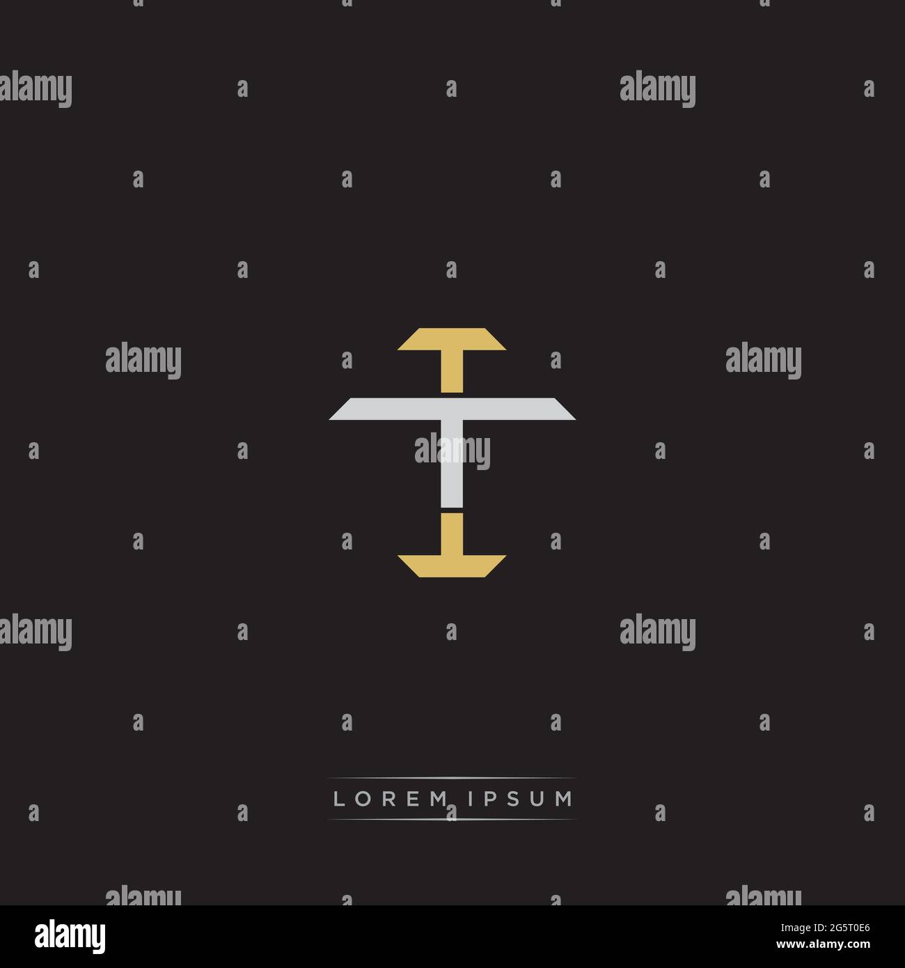 Initial letter overlapping interlock logo monogram line art style isolated on black background template Stock Vector