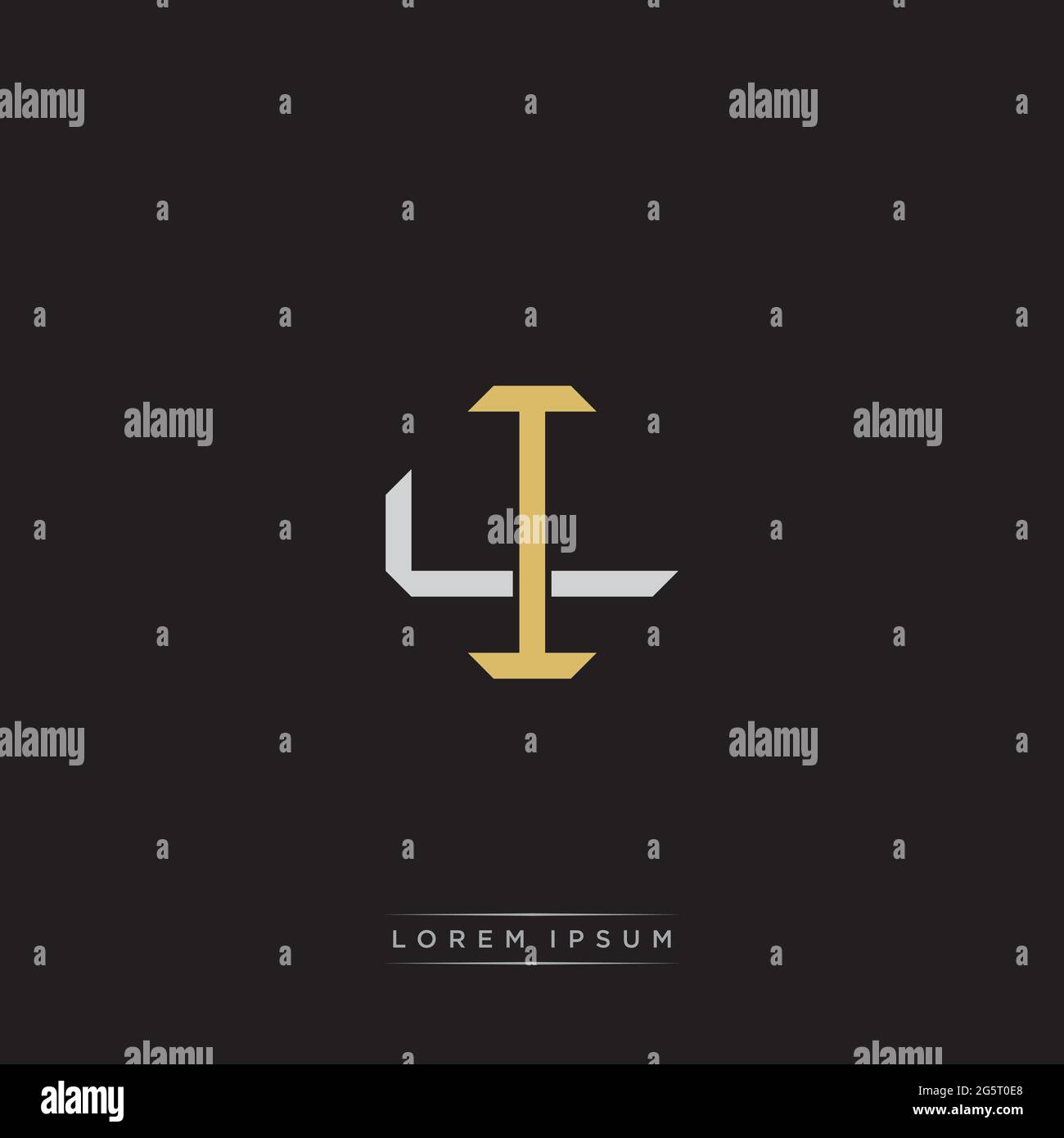 Initial letter overlapping interlock logo monogram line art style isolated on black background template Stock Vector