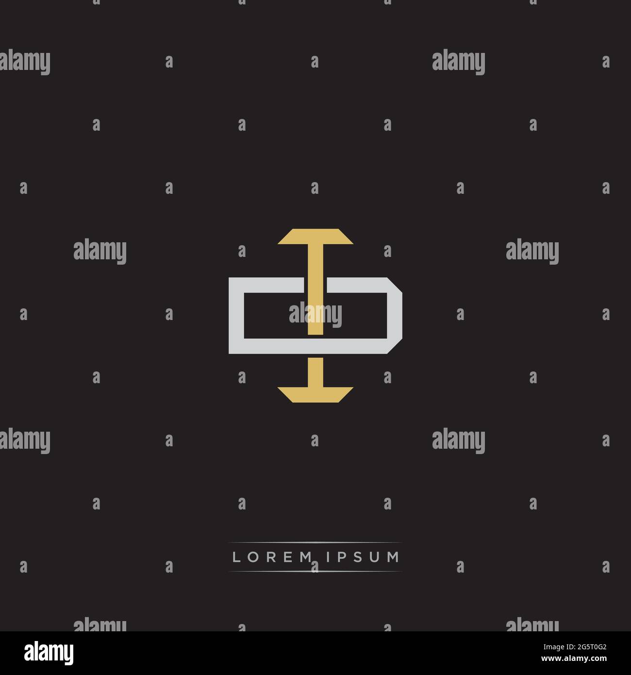 Initial letter overlapping interlock logo monogram line art style isolated on black background template Stock Vector