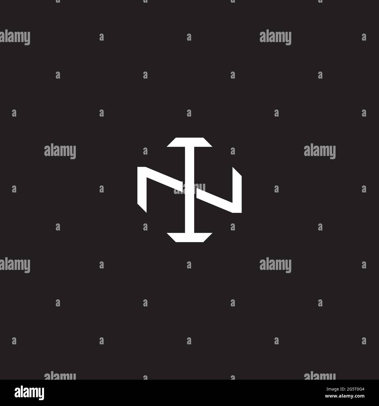 Initial letter overlapping interlock logo monogram line art style isolated on black background template Stock Vector