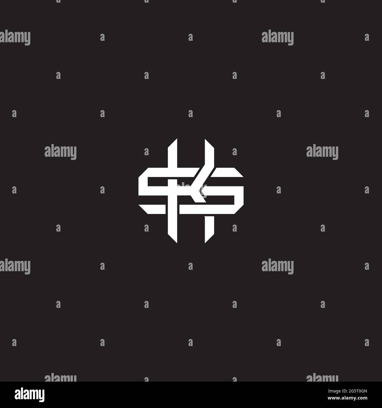 Initial letter overlapping interlock logo monogram line art style isolated on black background template Stock Vector