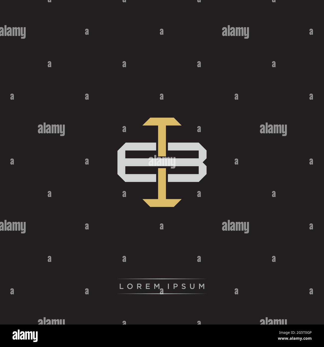 Initial letter overlapping interlock logo monogram line art style isolated on black background template Stock Vector