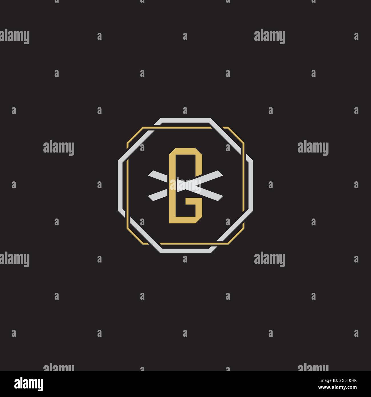 Initial letter overlapping interlock logo monogram line art style isolated on black background template Stock Vector