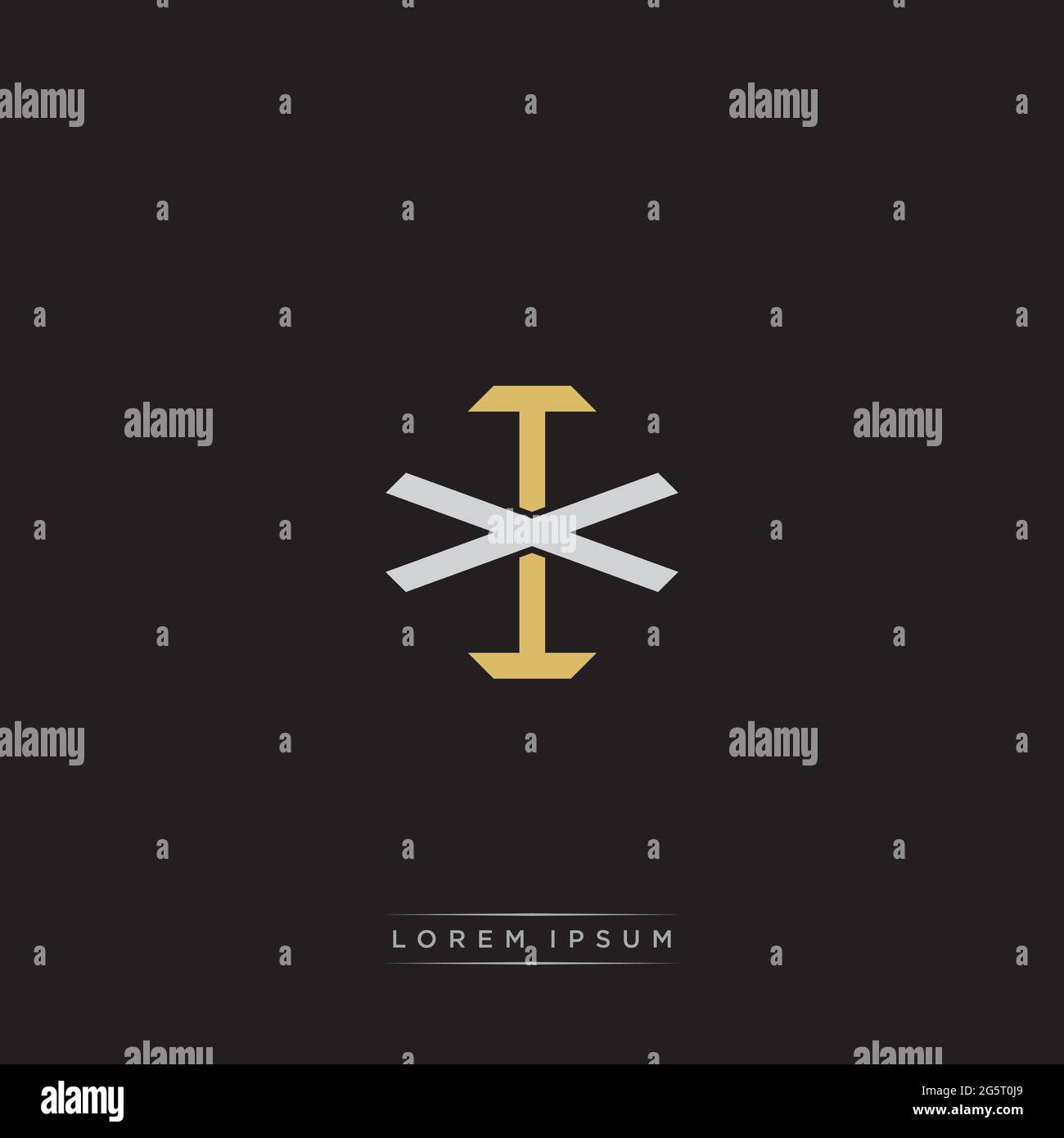 Initial letter overlapping interlock logo monogram line art style isolated on black background template Stock Vector
