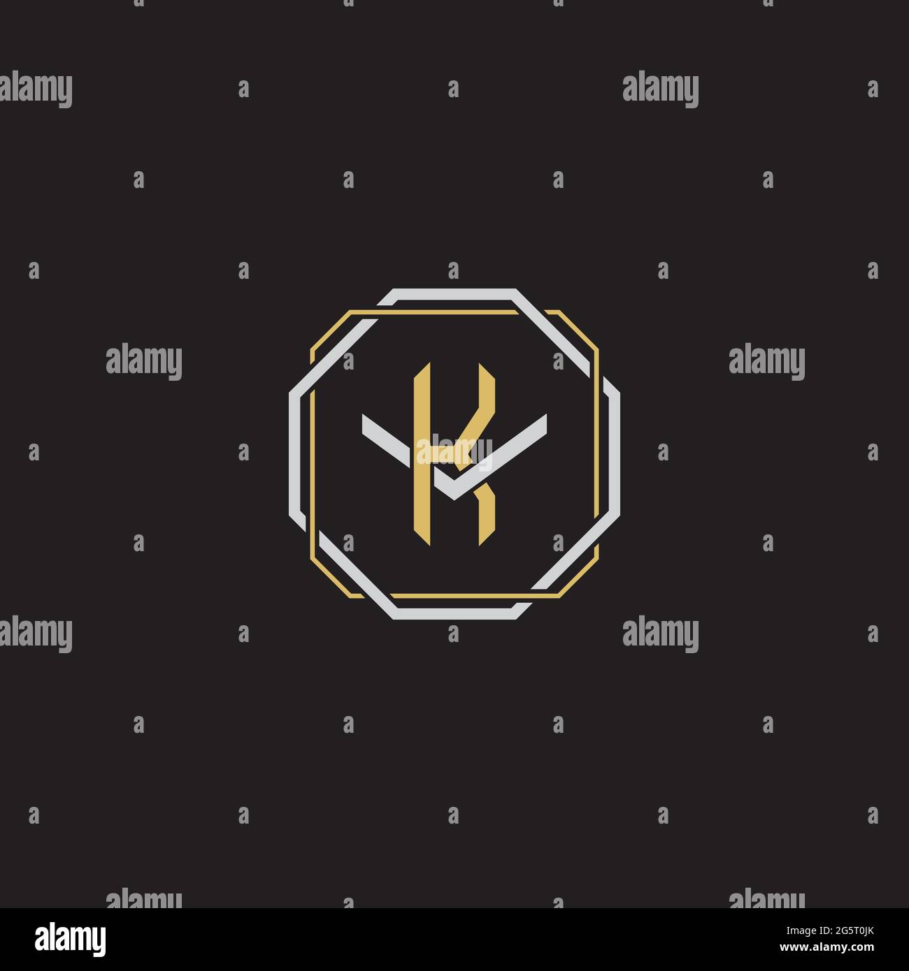 Initial letter overlapping interlock logo monogram line art style isolated on black background template Stock Vector