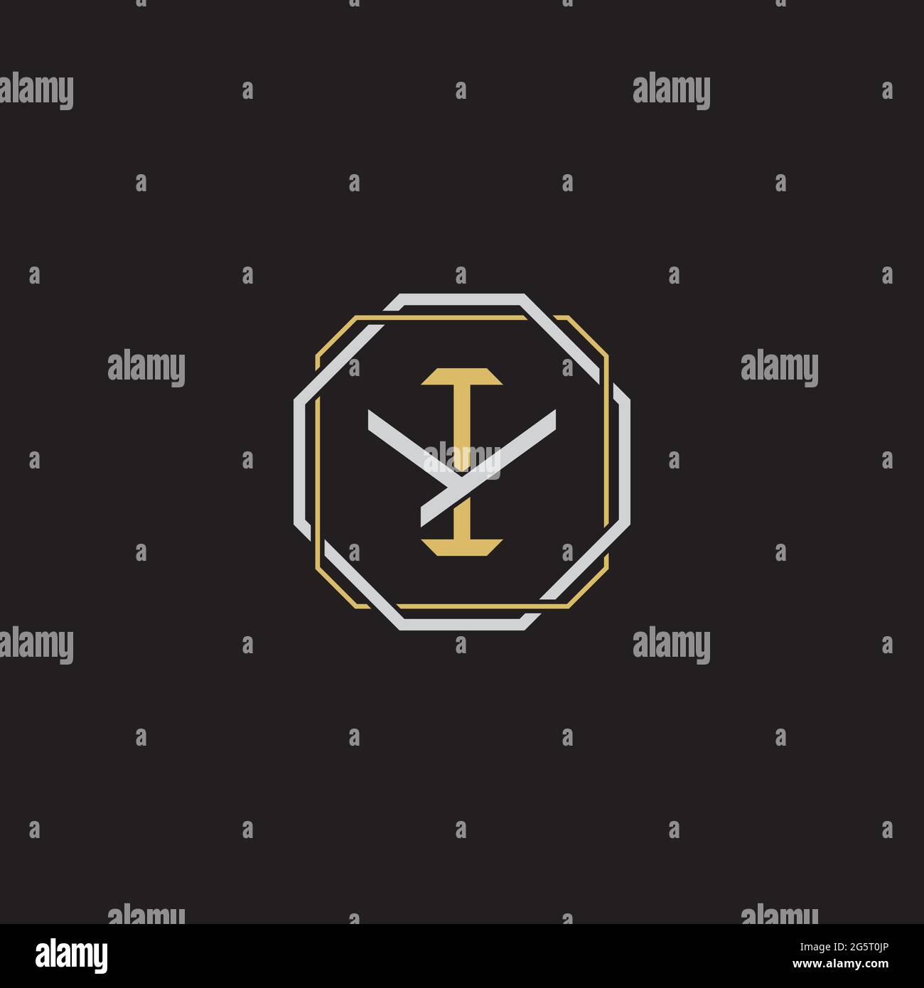 Initial letter overlapping interlock logo monogram line art style isolated on black background template Stock Vector