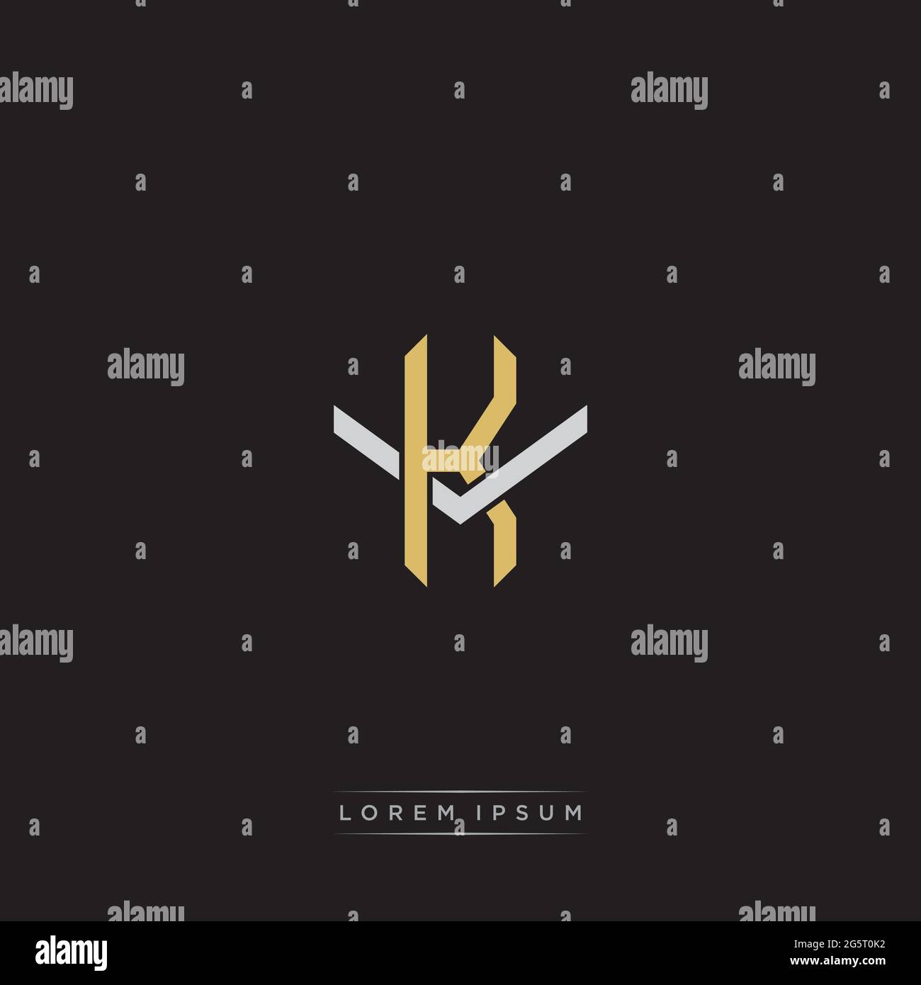Initial letter overlapping interlock logo monogram line art style isolated on black background template Stock Vector