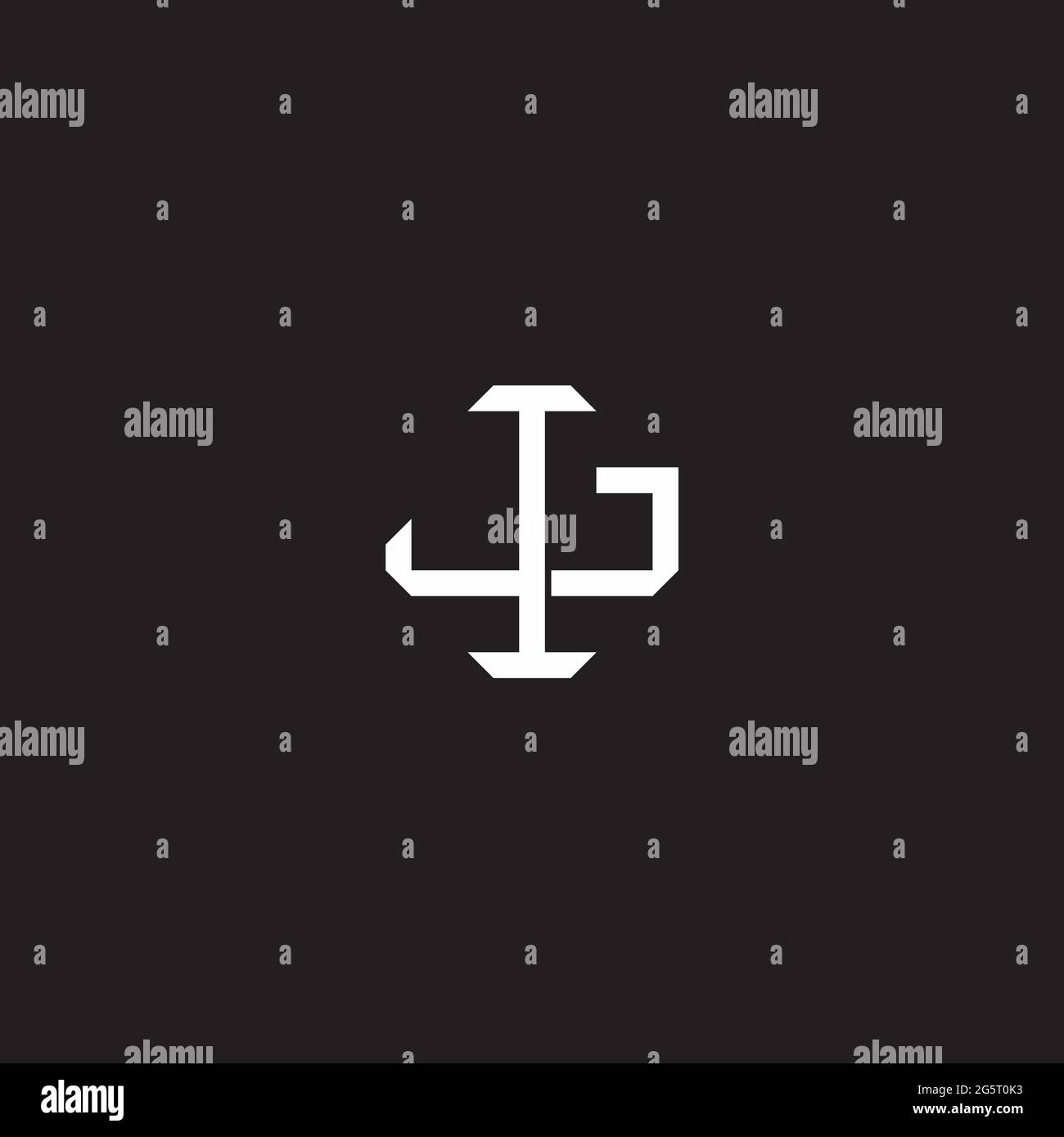 Initial letter overlapping interlock logo monogram line art style isolated on black background template Stock Vector