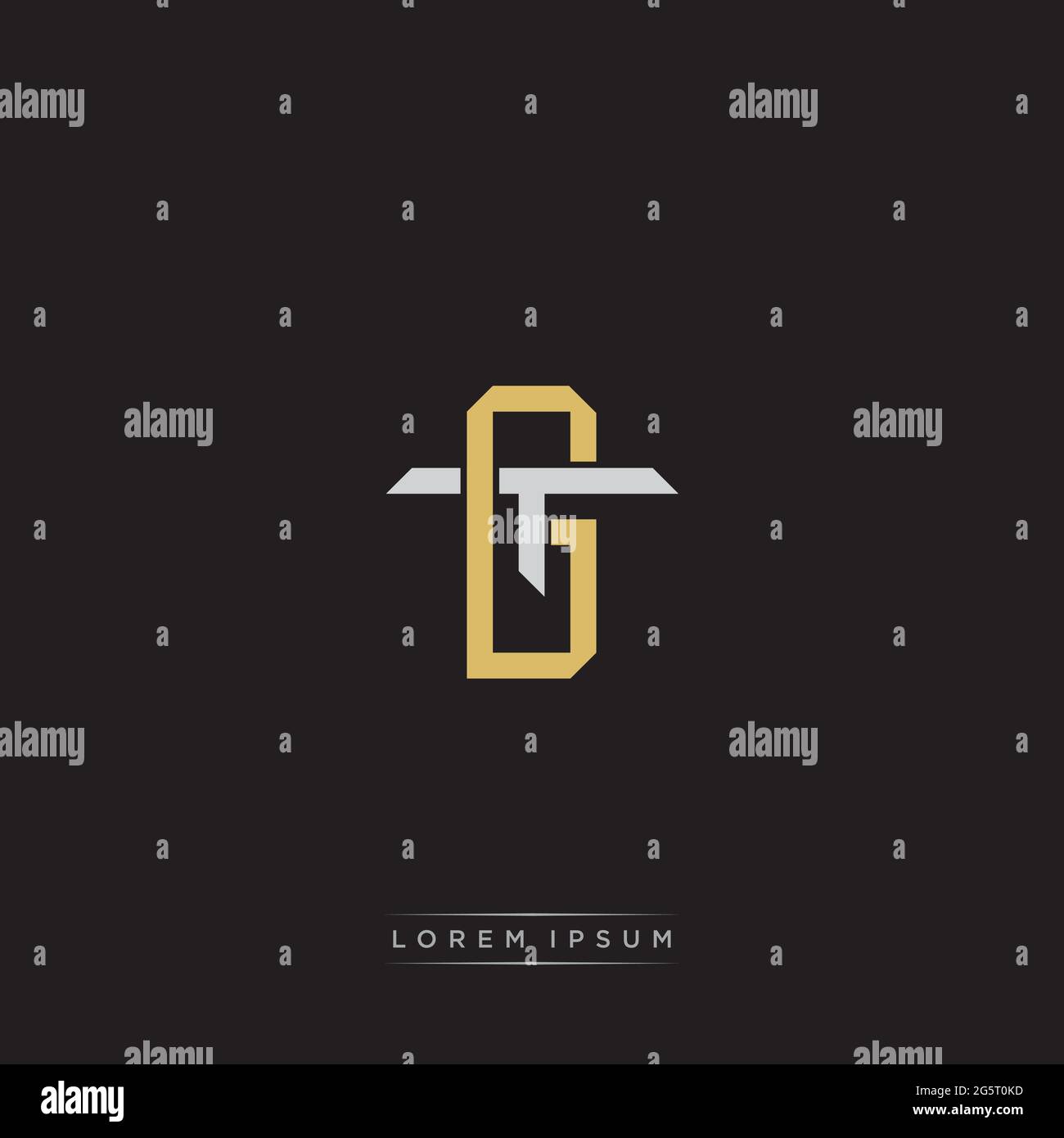 Initial letter overlapping interlock logo monogram line art style isolated on black background template Stock Vector