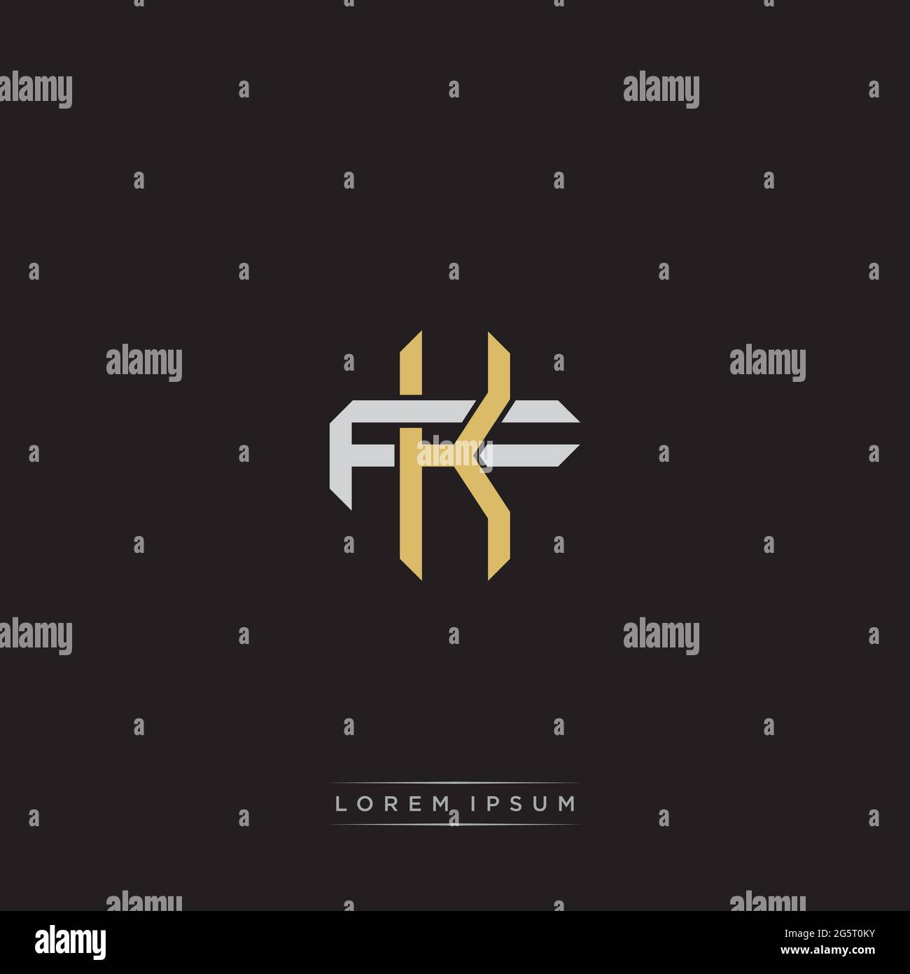 Initial letter overlapping interlock logo monogram line art style isolated on black background template Stock Vector