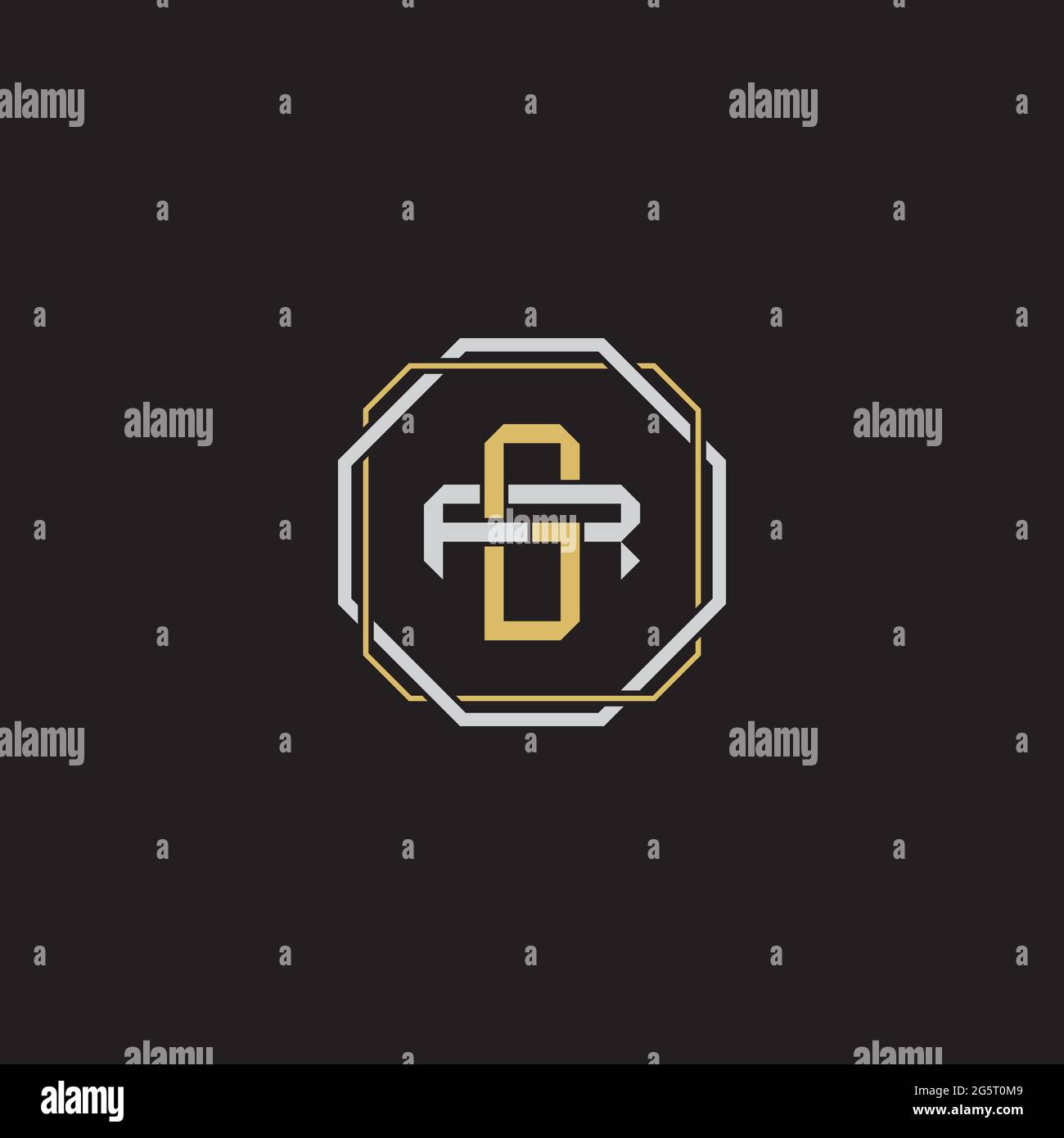 Initial letter overlapping interlock logo monogram line art style isolated on black background template Stock Vector