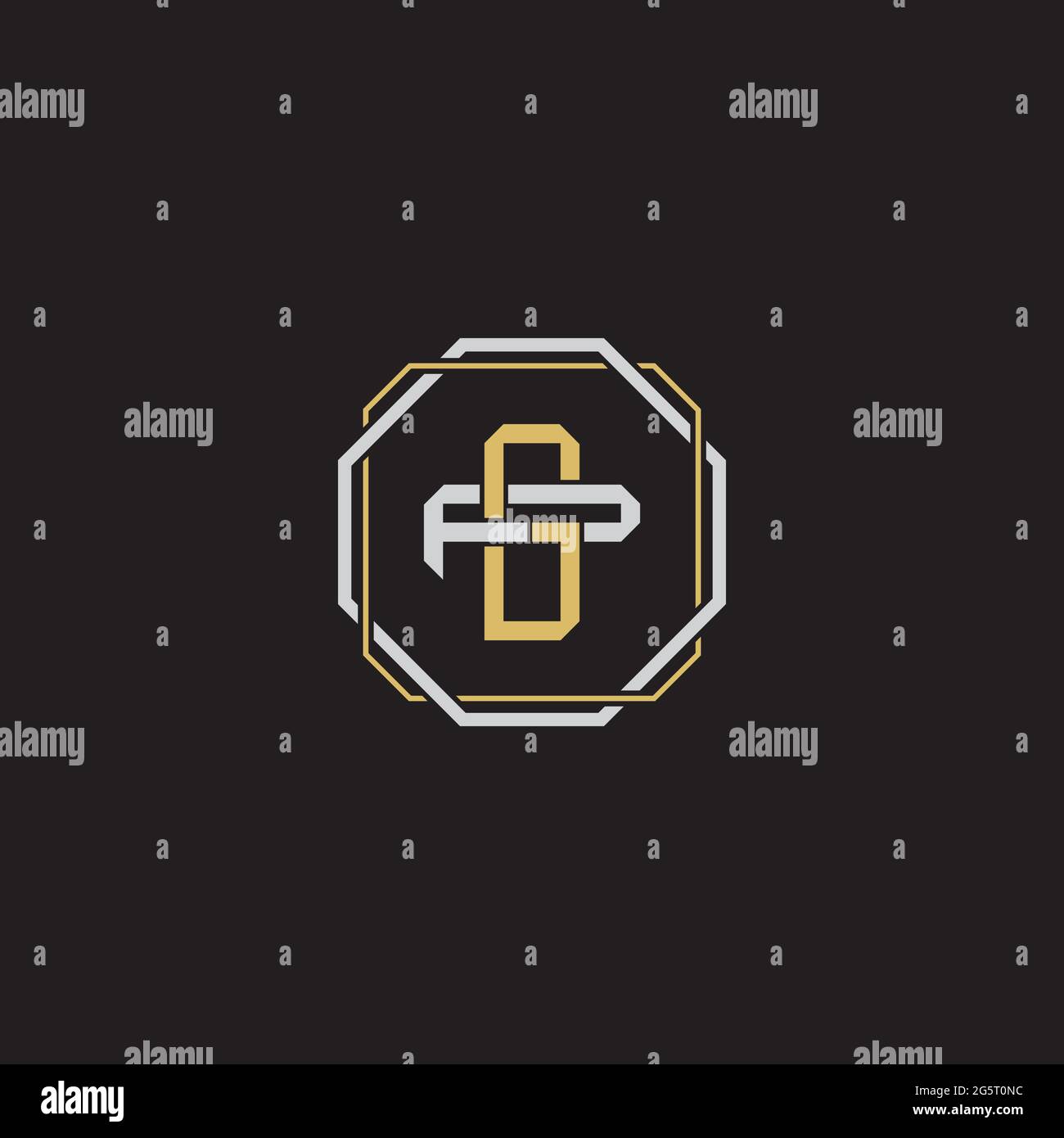 Initial letter overlapping interlock logo monogram line art style isolated on black background template Stock Vector