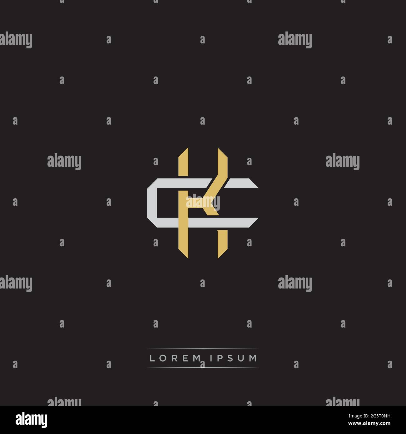 Initial letter overlapping interlock logo monogram line art style isolated on black background template Stock Vector
